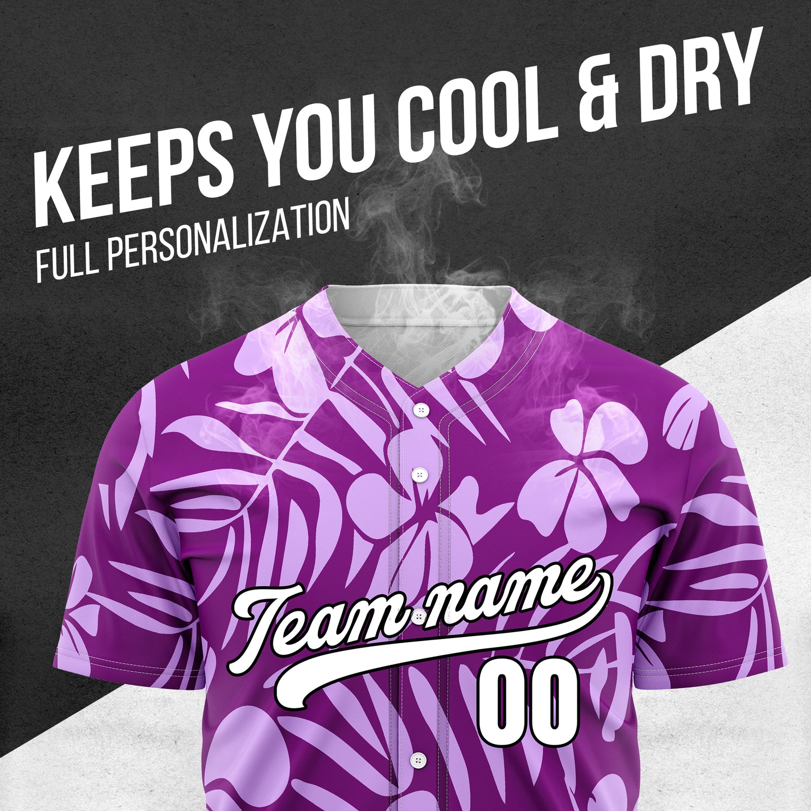 Custom Hawaiian Purple Baseball Sports Jersey Personalized Uniform with Name & Number
