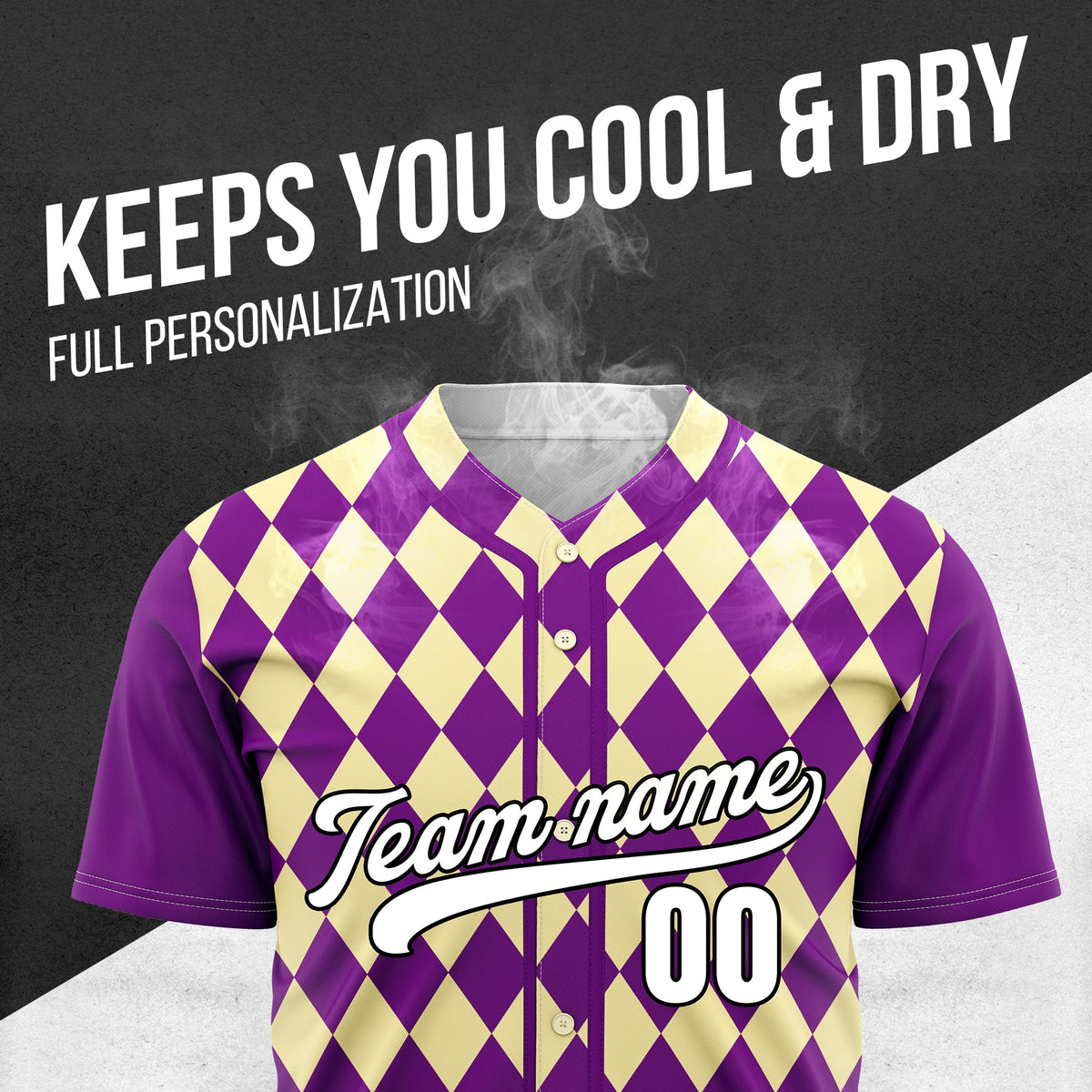 Custom Rhombus Baseball Purple Sports Jersey Personalized Uniform with Name & Number
