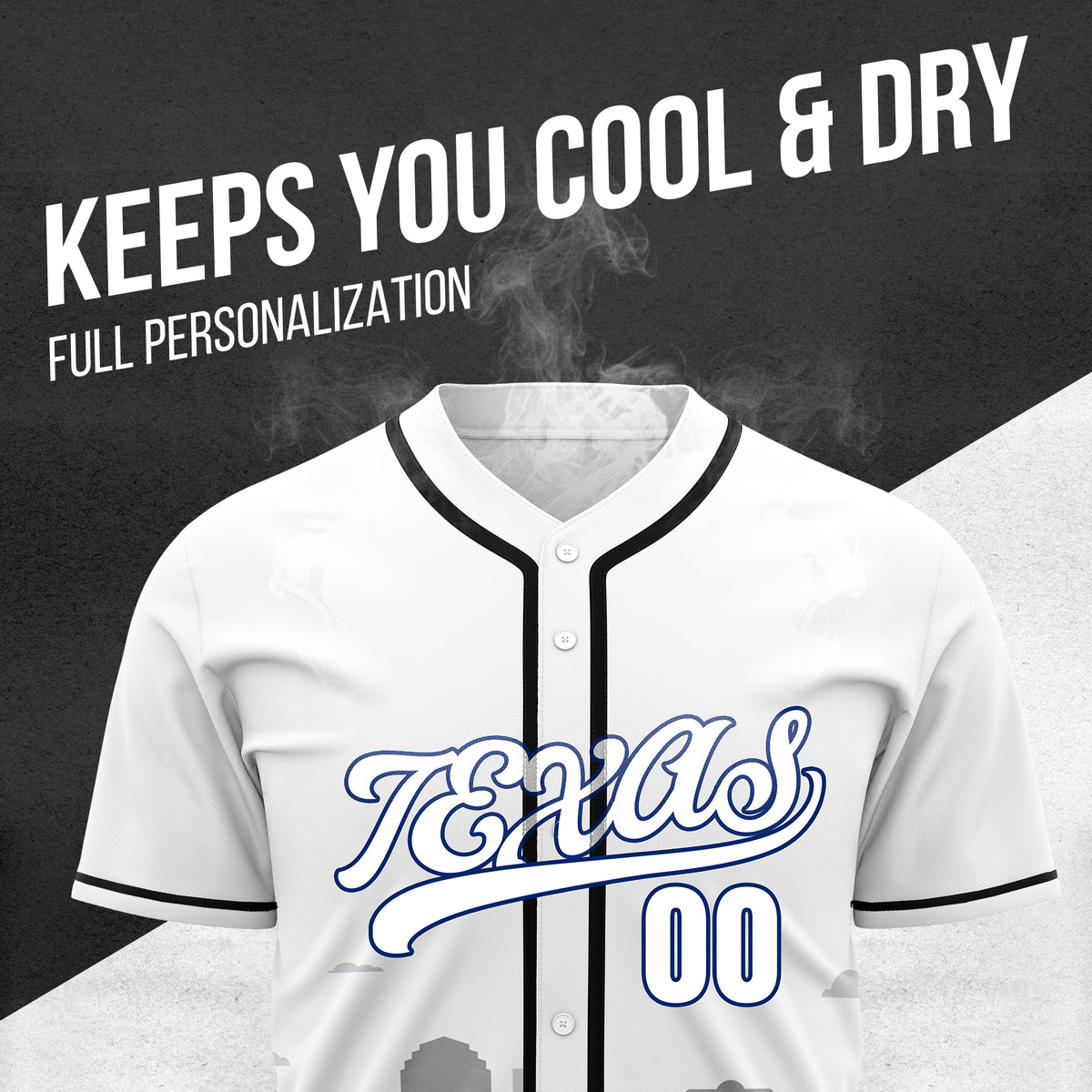 Custom City Lights White Baseball Sports Jersey Personalized Uniform with Name & Number