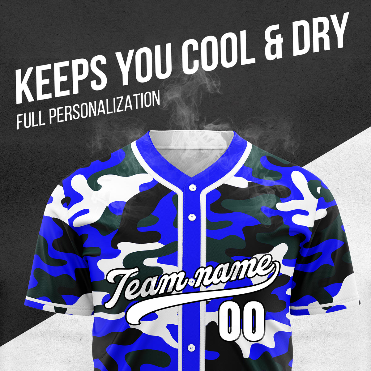 Custom Shadow Command Blue Baseball Sports Jersey Personalized Uniform with Name & Number