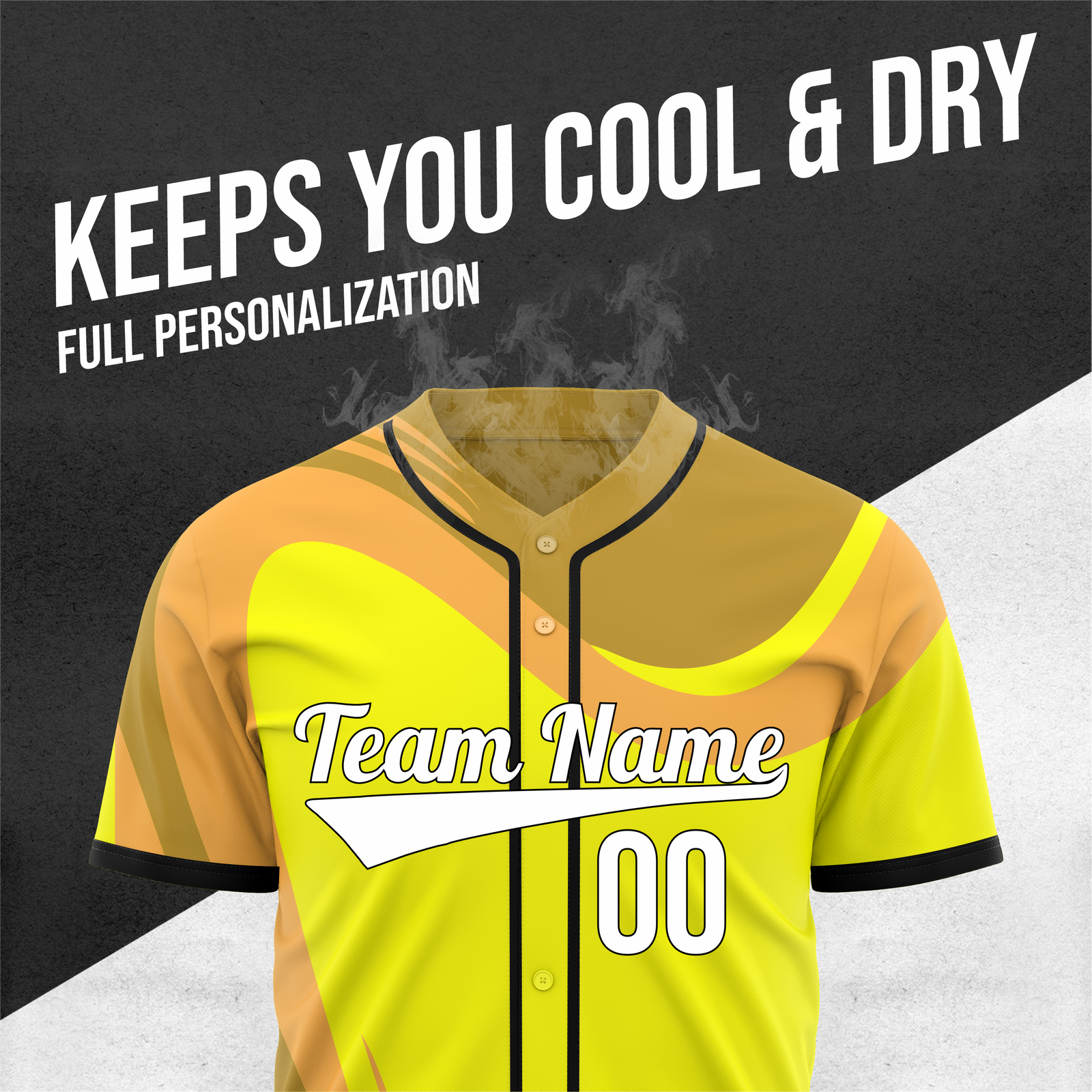 Custom Heritage Flow Baseball Yellow Sports Jersey Personalized Uniform with Name & Number