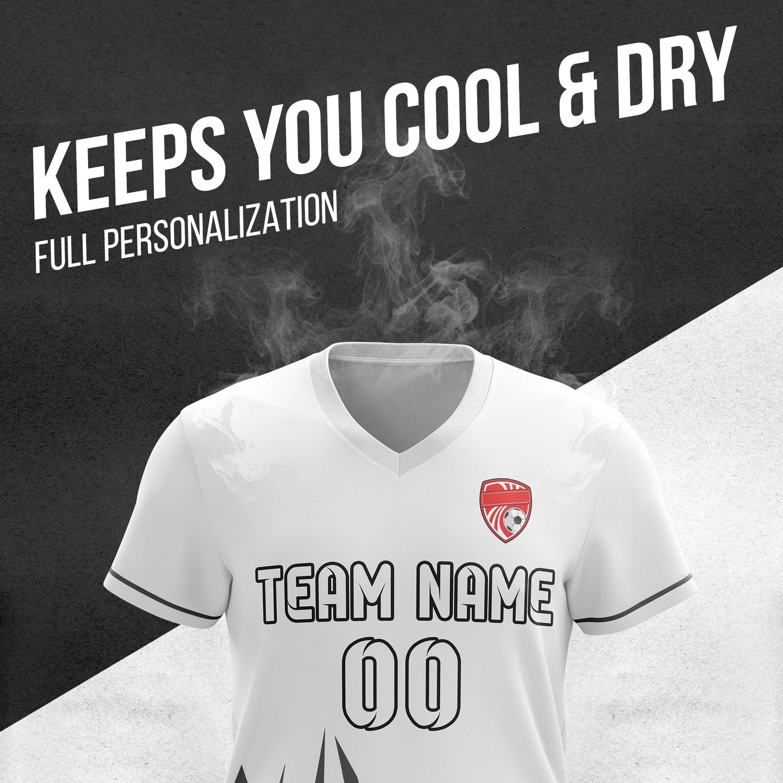 Custom Spark Strike V-Side Pattern White Soccer sport Tops Jersey