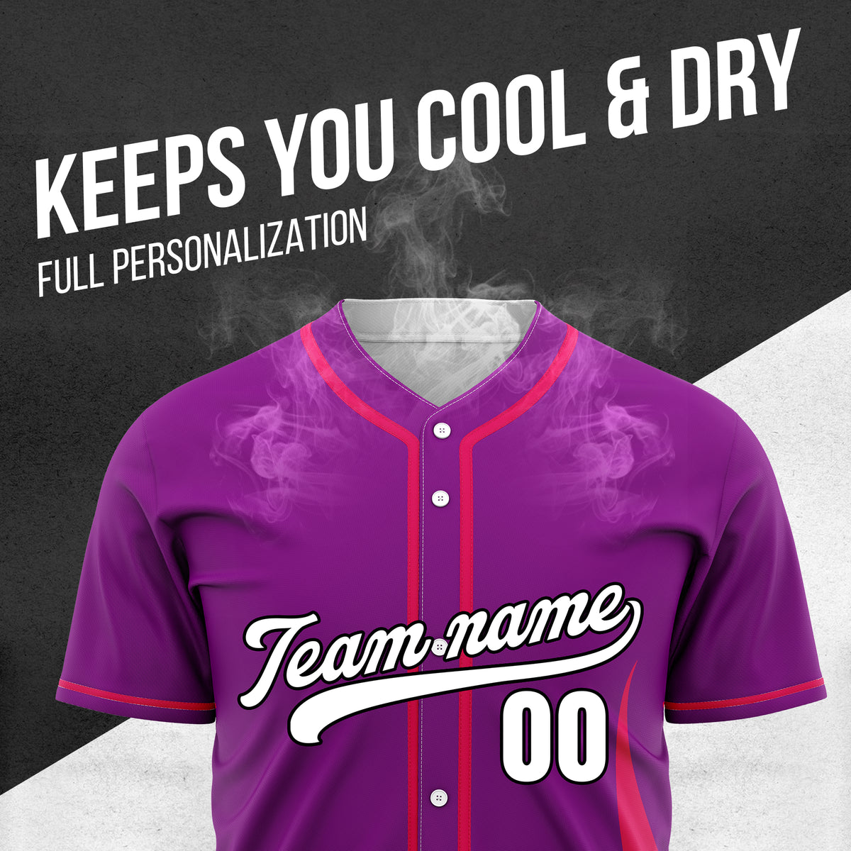 Custom Fire Pulse Purple Baseball Sports Jersey Personalized Uniform with Name & Number