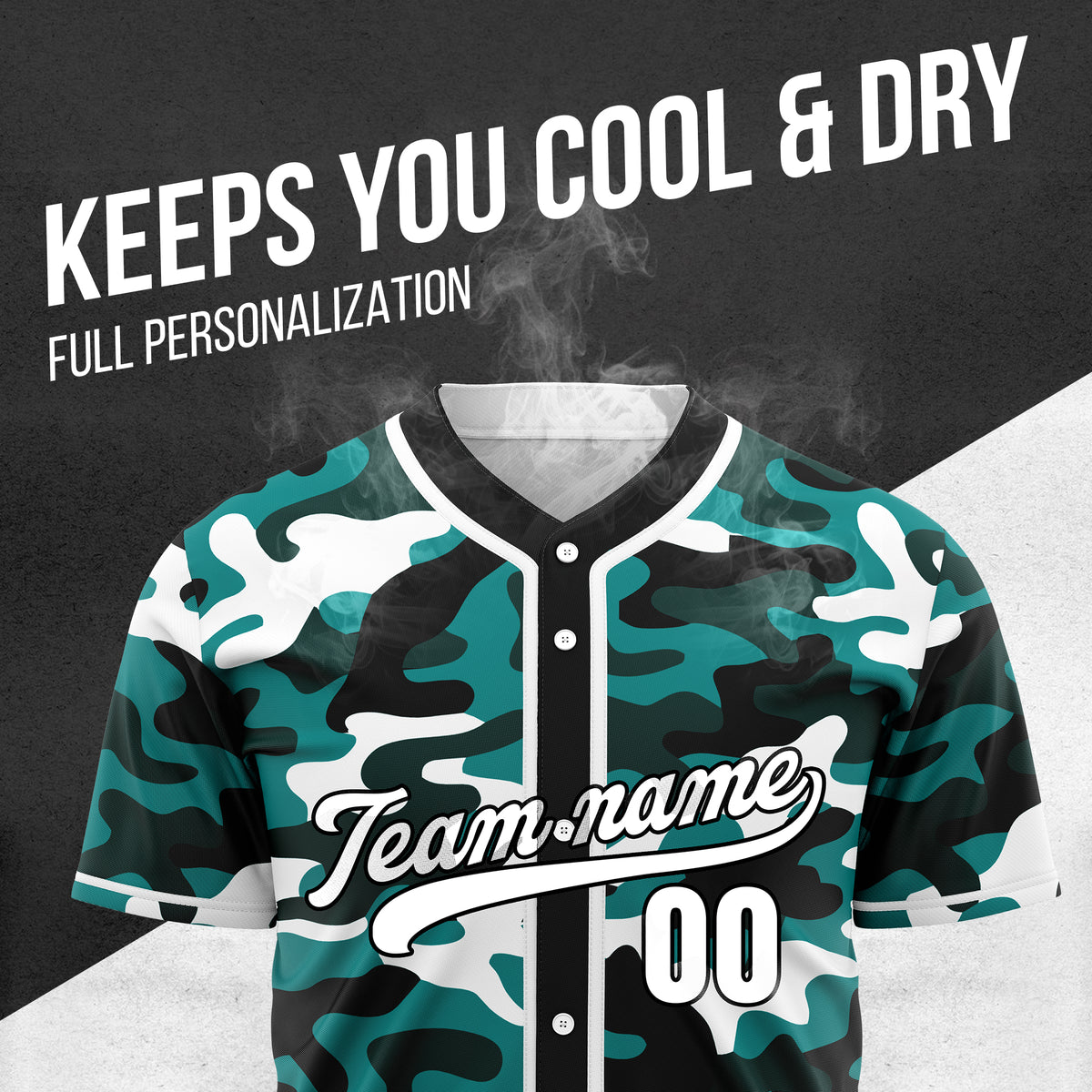 Custom Shadow Command Teal Baseball Sports Jersey Personalized Uniform with Name & Number