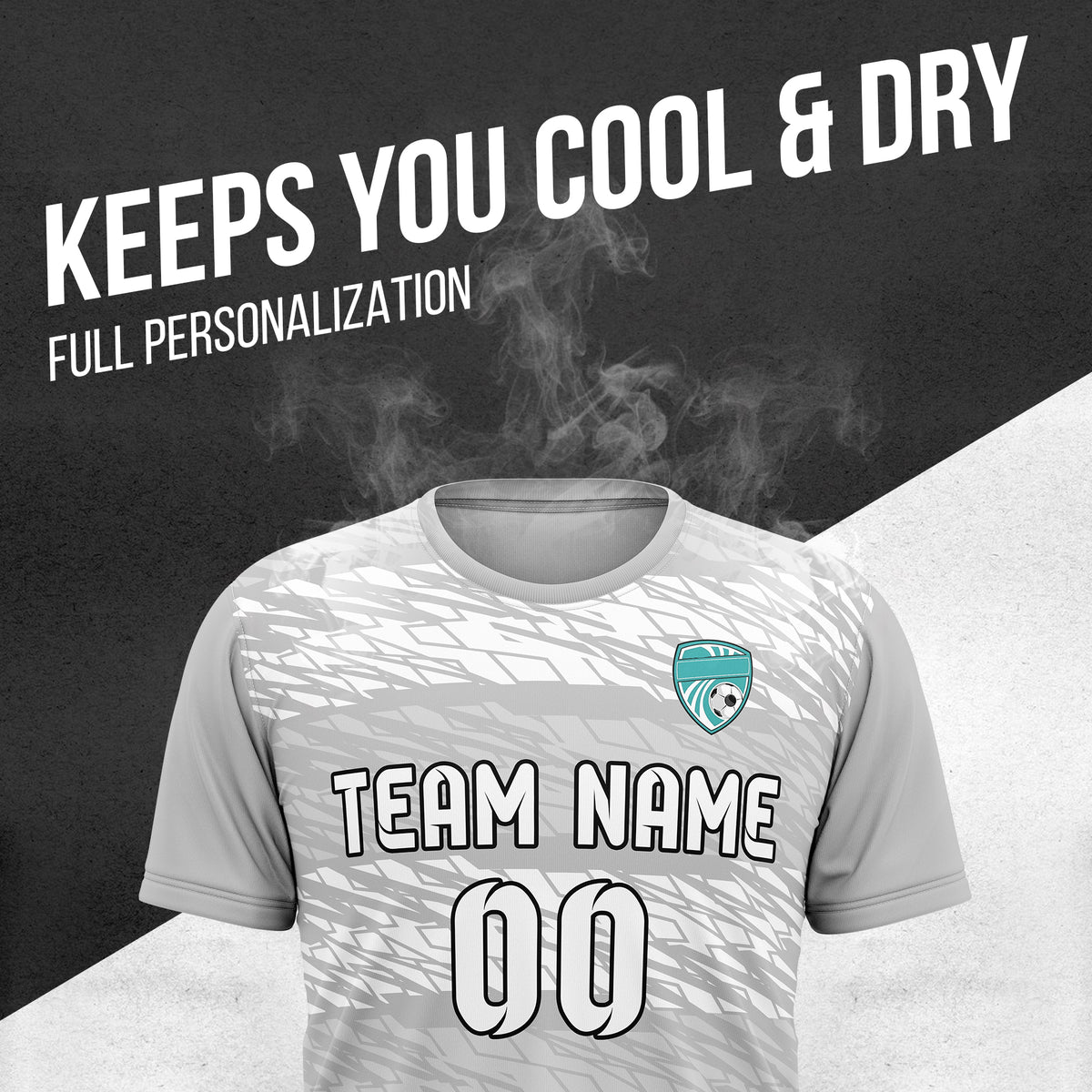 Custom Flare Strike R-Full Pattern Soccer Grey Sport Tops Jersey