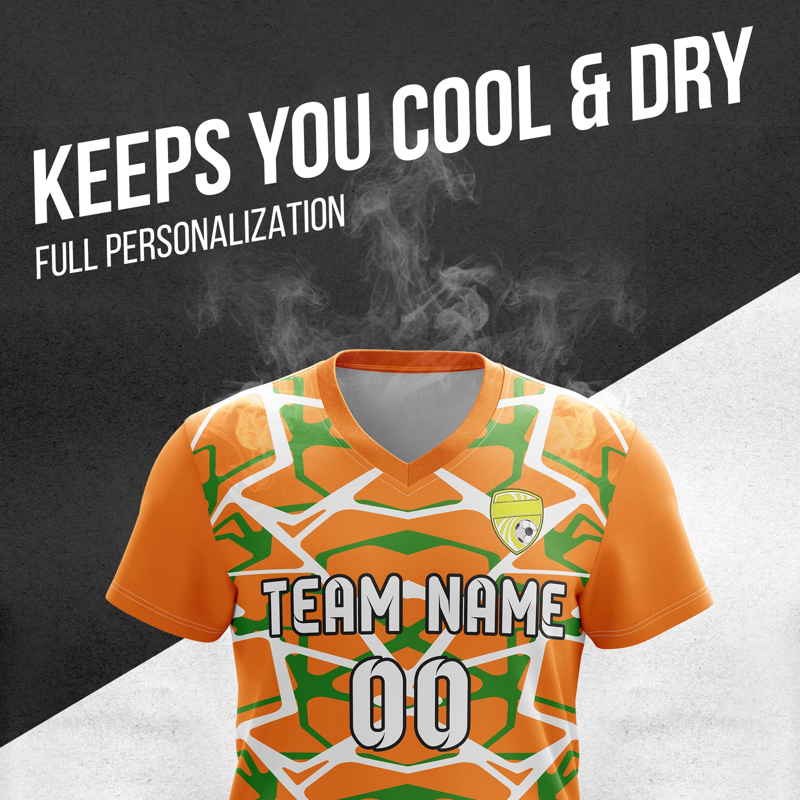 Custom Wild Pulse V-Full Pattern Orange  Soccer sport Tops Jersey