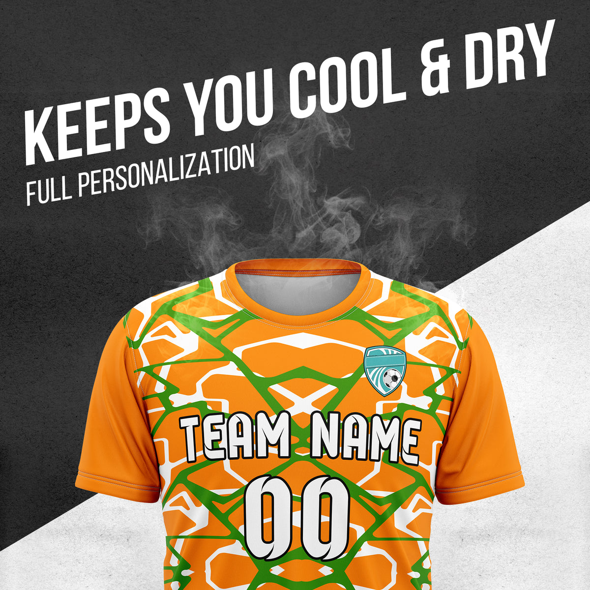 Custom Wild Pulse R-Full Pattern Soccer Orange Sport Tops Jersey