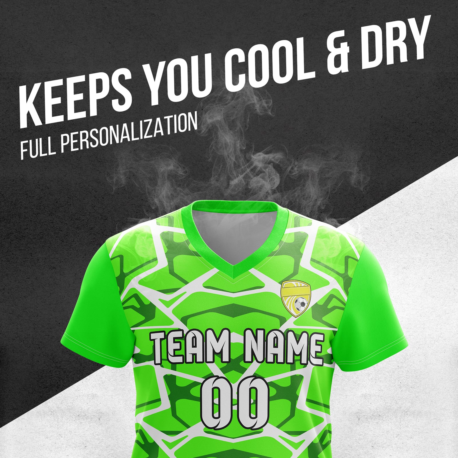 Custom Wild Pulse V-Full Pattern Neon Green Soccer sport Tops Jersey