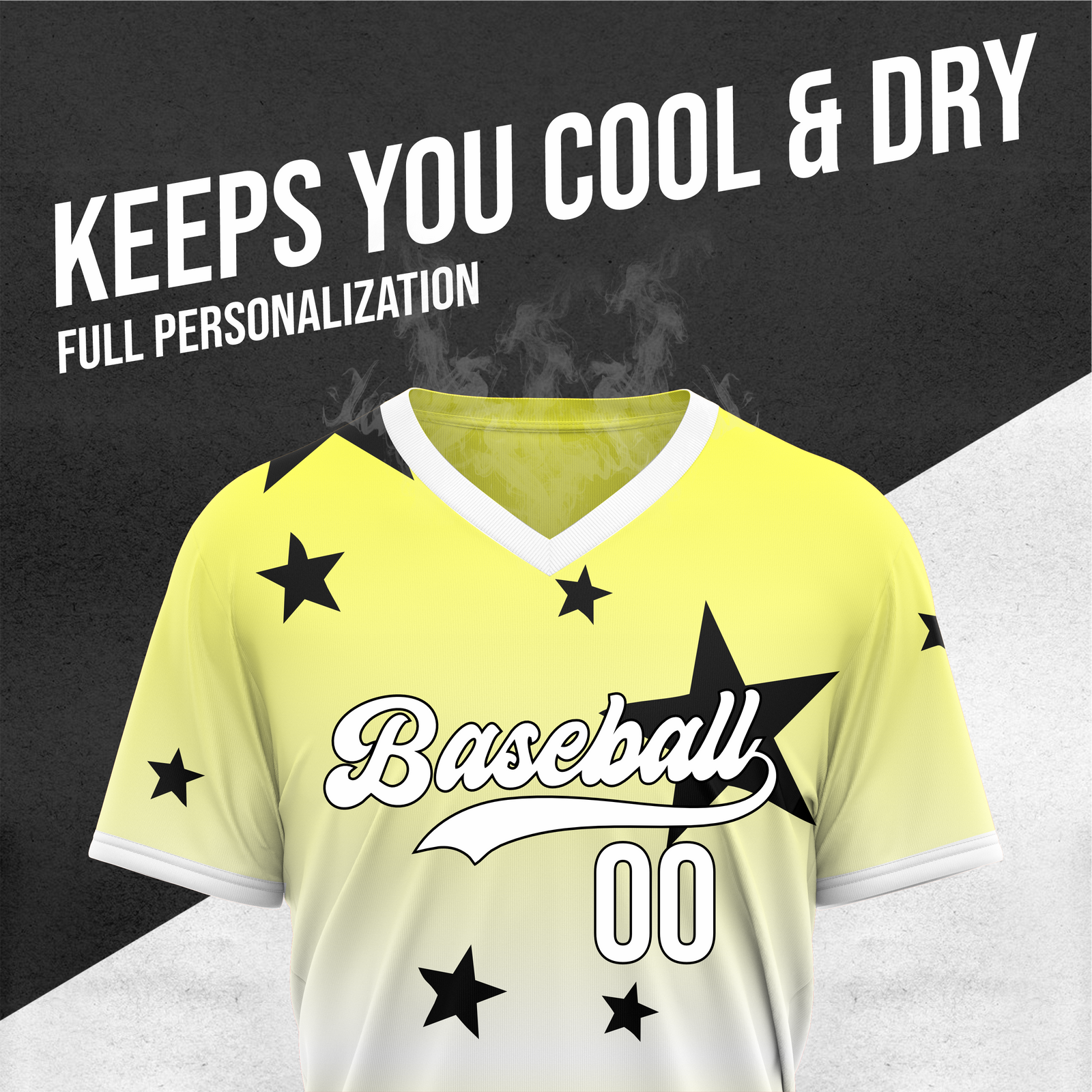 Custom Starfall Gradient Baseball Yellow Sports Jersey Personalized Uniform with Name & Number