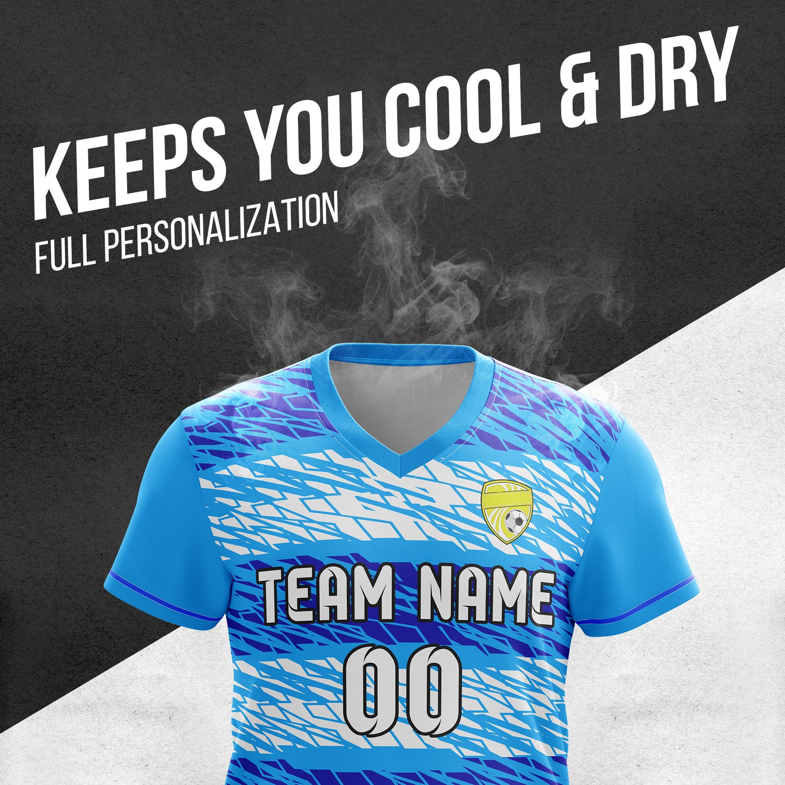 Custom Flare Strike V-Full Pattern Aqua Soccer sport Tops Jersey