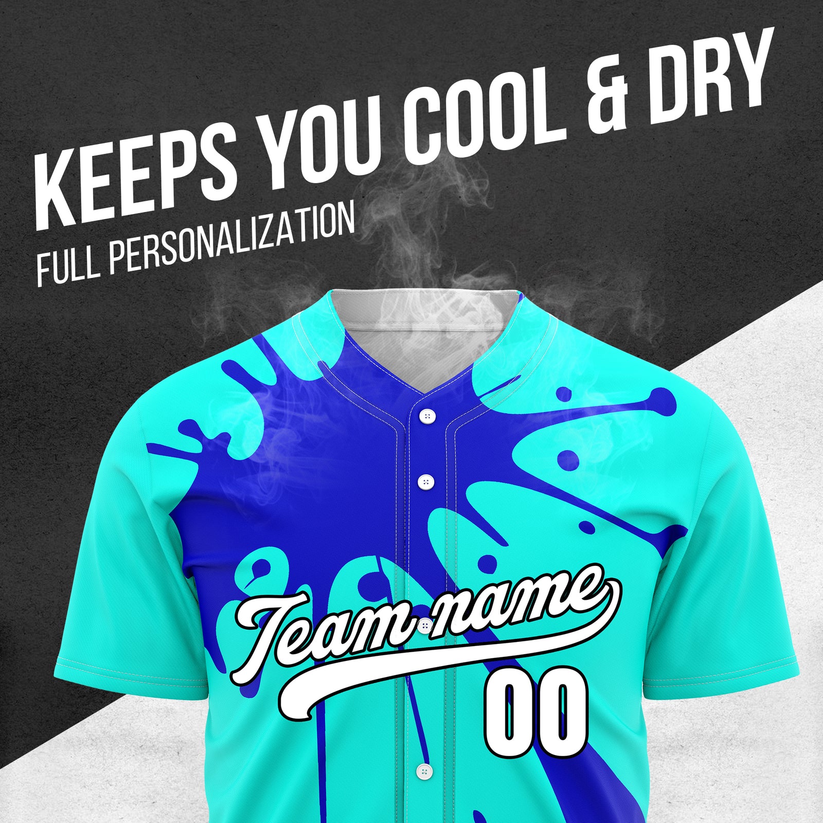 Custom Paint Burst Aqua Sports Jersey Personalized Uniform with Name & Number