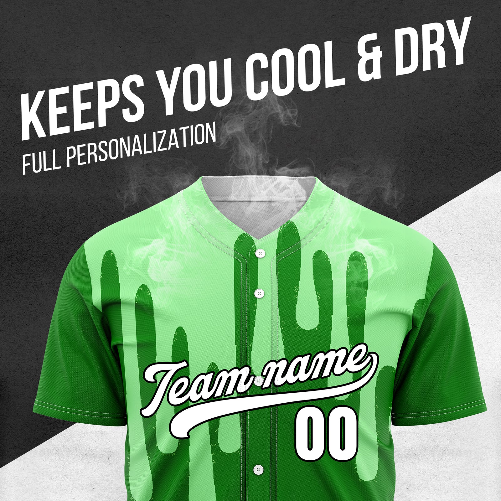 Custom Ink Drip Green Sports Jersey Personalized Uniform with Name & Number
