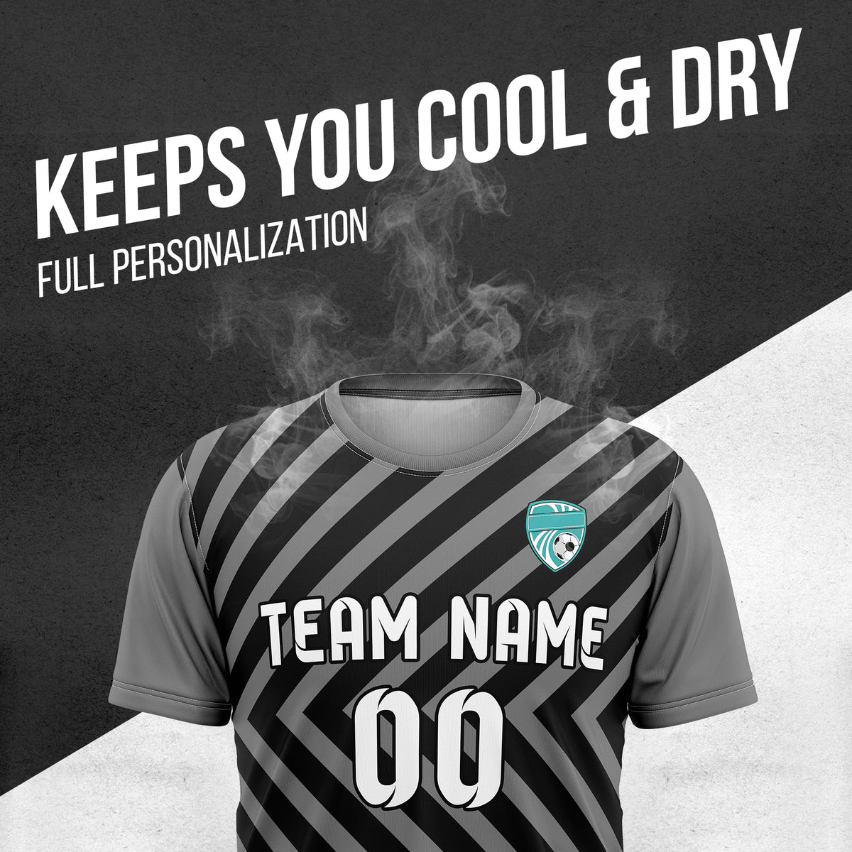 Custom SwiftStripe Dark Grey Soccer sport Tops Jersey