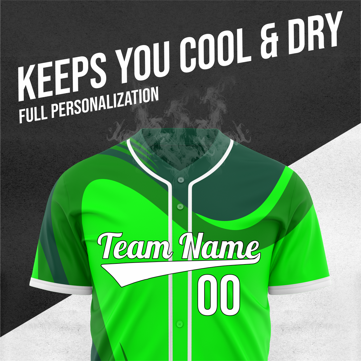 Custom Heritage Flow Baseball Green Sports Jersey Personalized Uniform with Name & Number