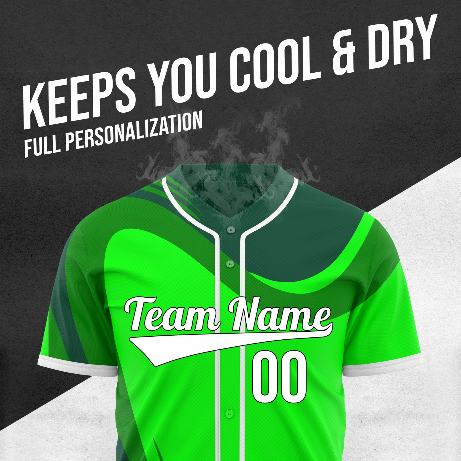 Custom Heritage Flow Baseball Green Sports Jersey Personalized Uniform with Name & Number