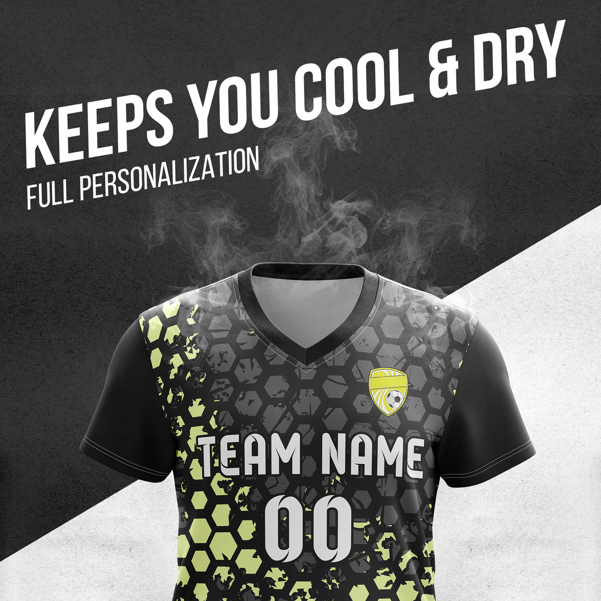 Custom Hex V-Full Pattern Black Soccer sport Tops Jersey