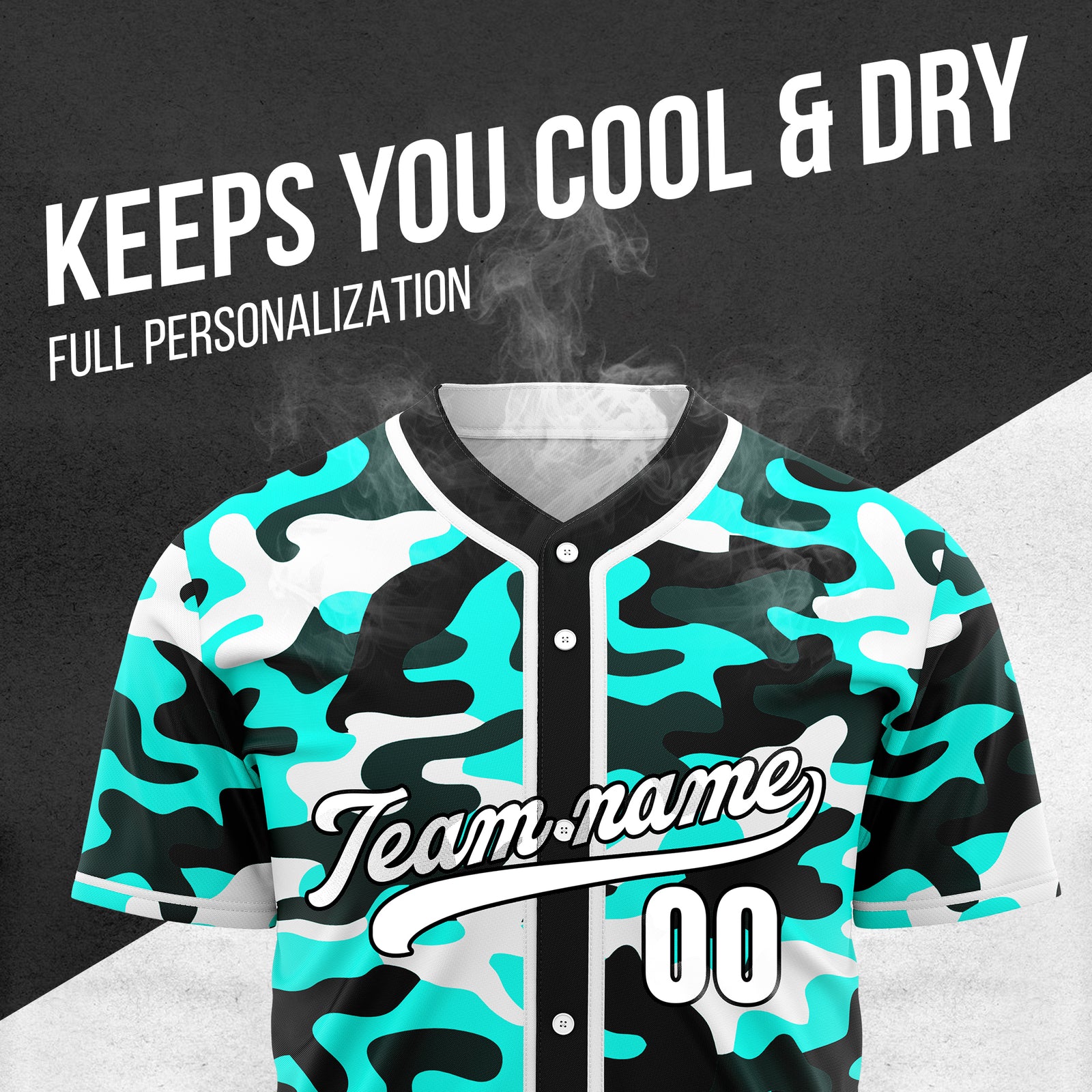 Custom Shadow Command Aqua Baseball Sports Jersey Personalized Uniform with Name & Number