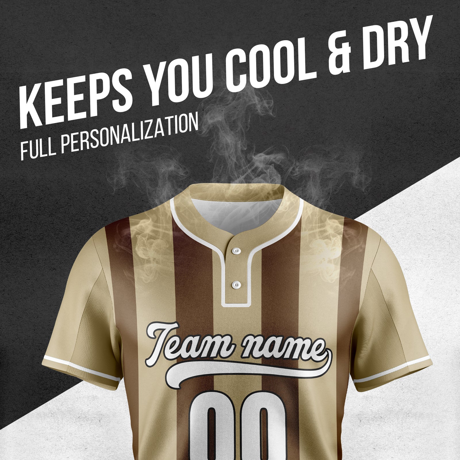 Custom Dual Stripe Khaki Baseball Sports Jersey Personalized Uniform with Name & Number