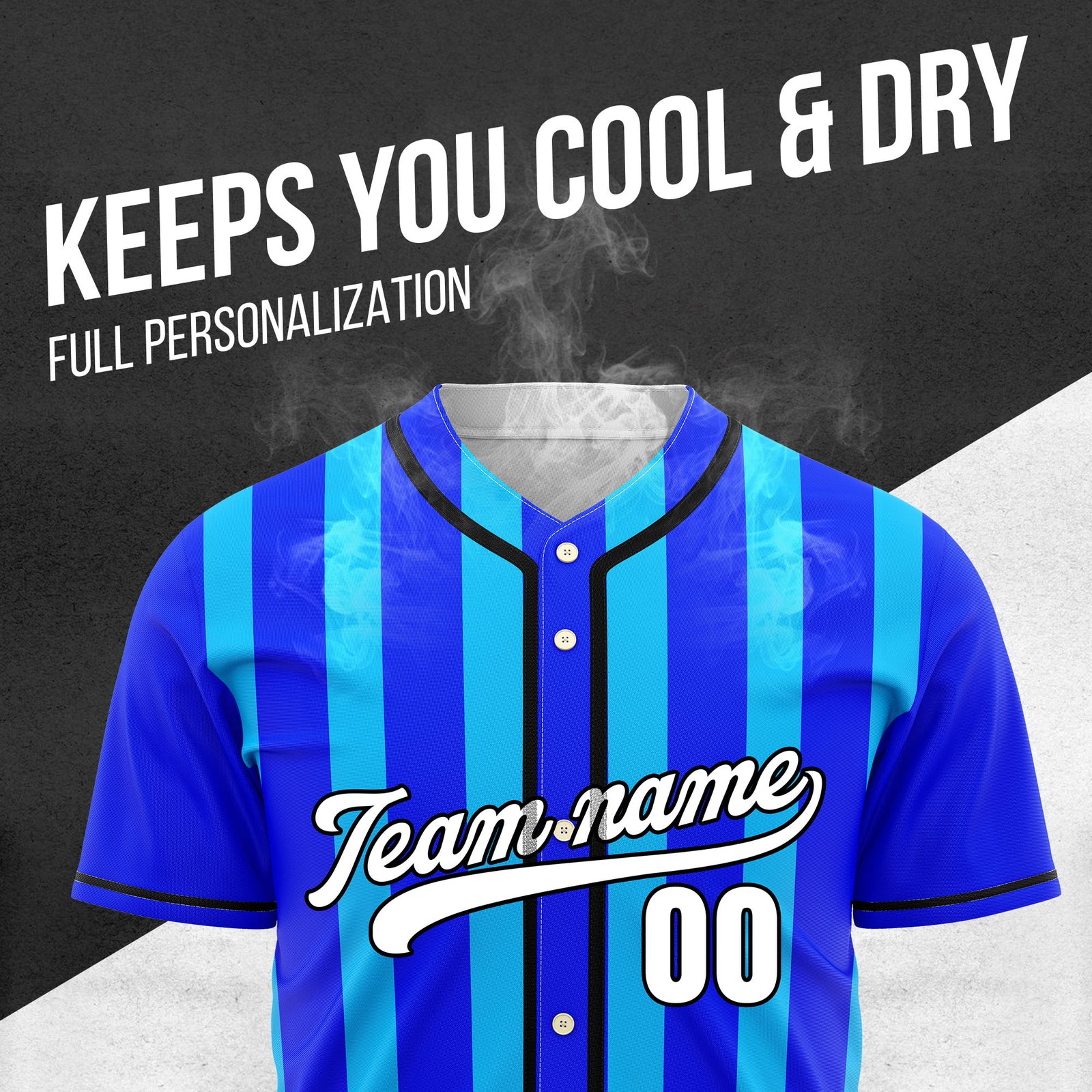 Custom Strikeforce Blue Raglan Style Baseball Sports Jersey Personalized Uniform with Name & Number