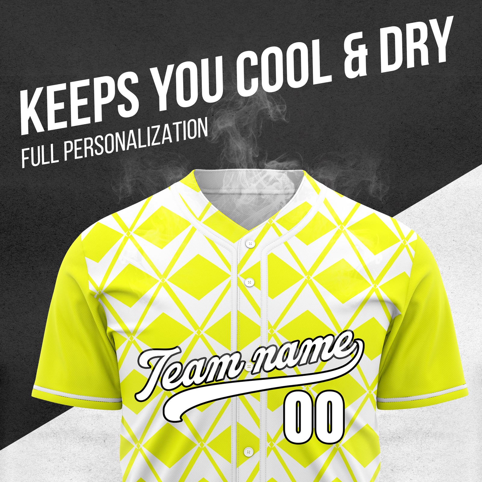 Custom Rhombus Blaze Yellow Baseball Sports Jersey Personalized Uniform with Name & Number