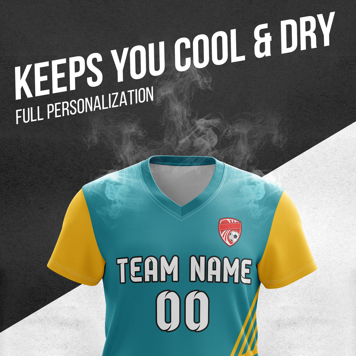 Custom Rapid Line V-Side Pattern Teal Soccer sport Tops Jersey