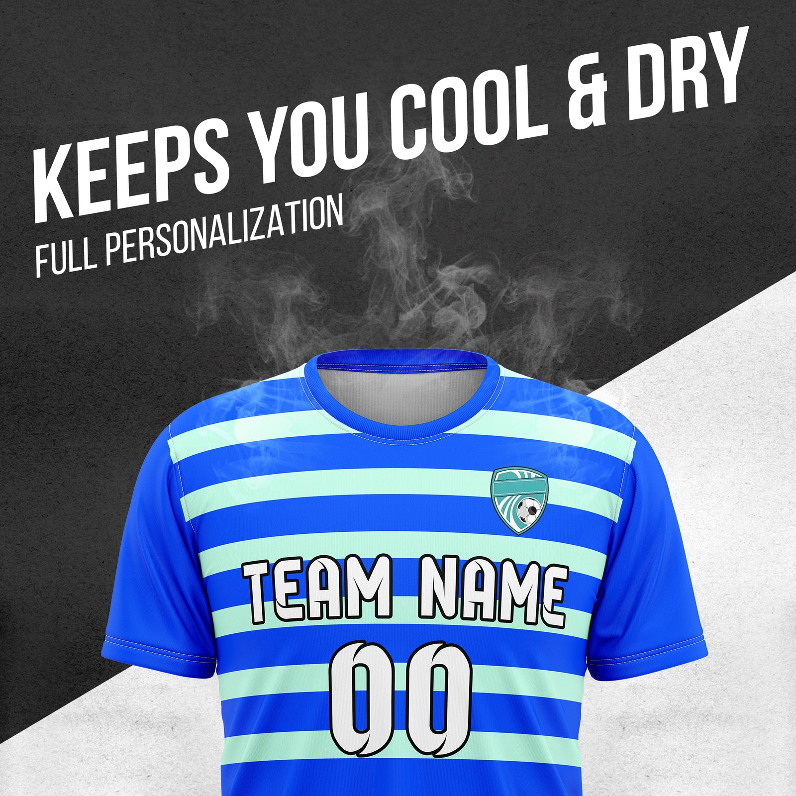 Custom Royal Stripe Blue Soccer sport Tops Jersey