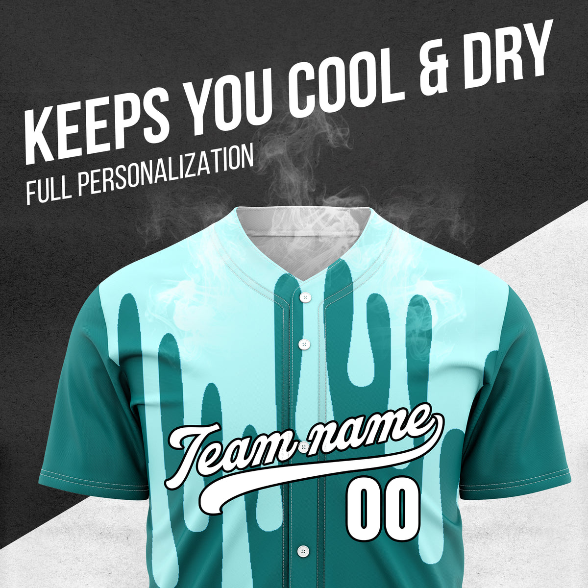 Custom Ink Drip Teal Sports Jersey Personalized Uniform with Name & Number