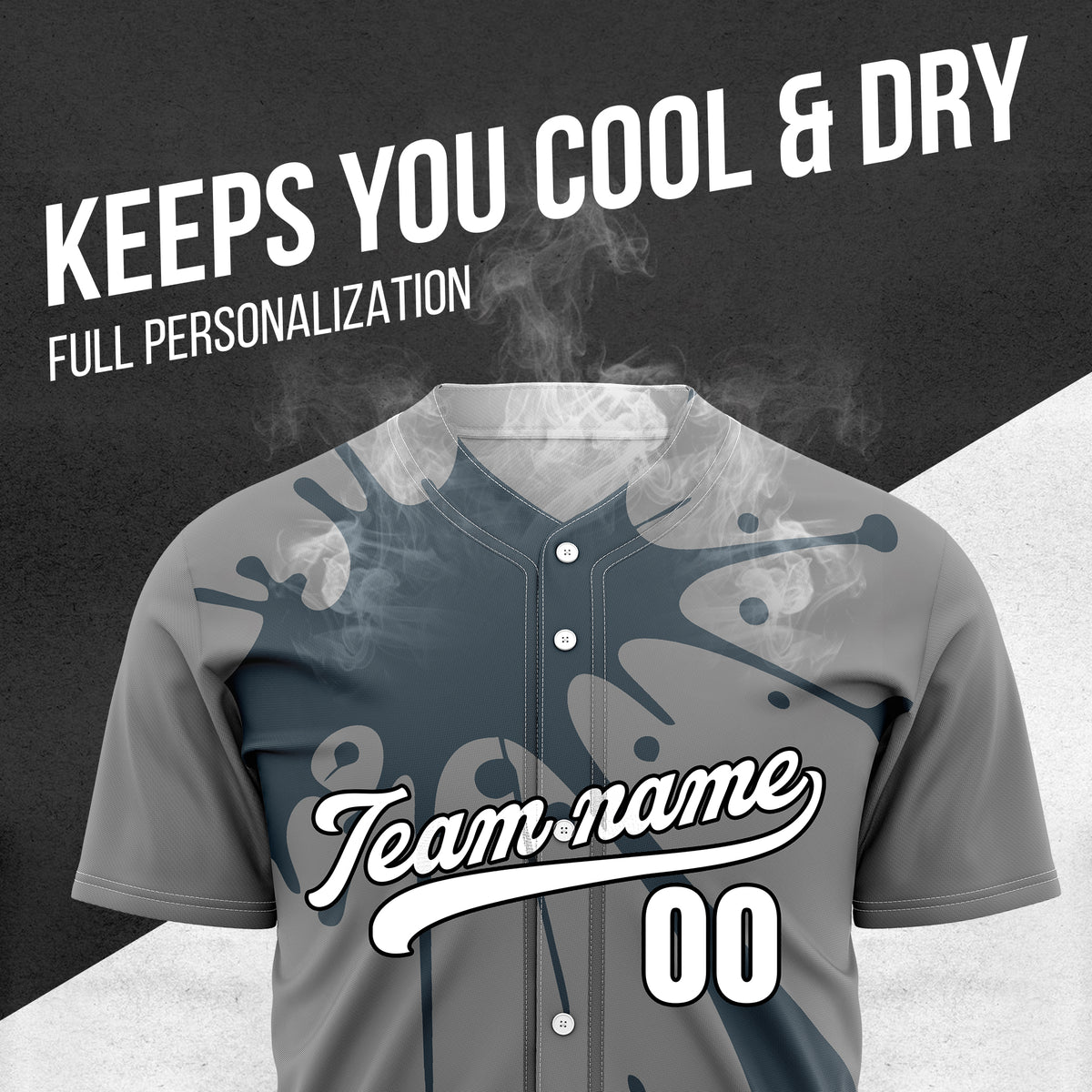 Custom Paint Burst Grey Sports Jersey Personalized Uniform with Name & Number