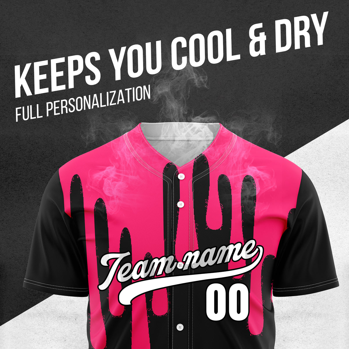 Custom Ink Drip Black Sports Jersey Personalized Uniform with Name & Number