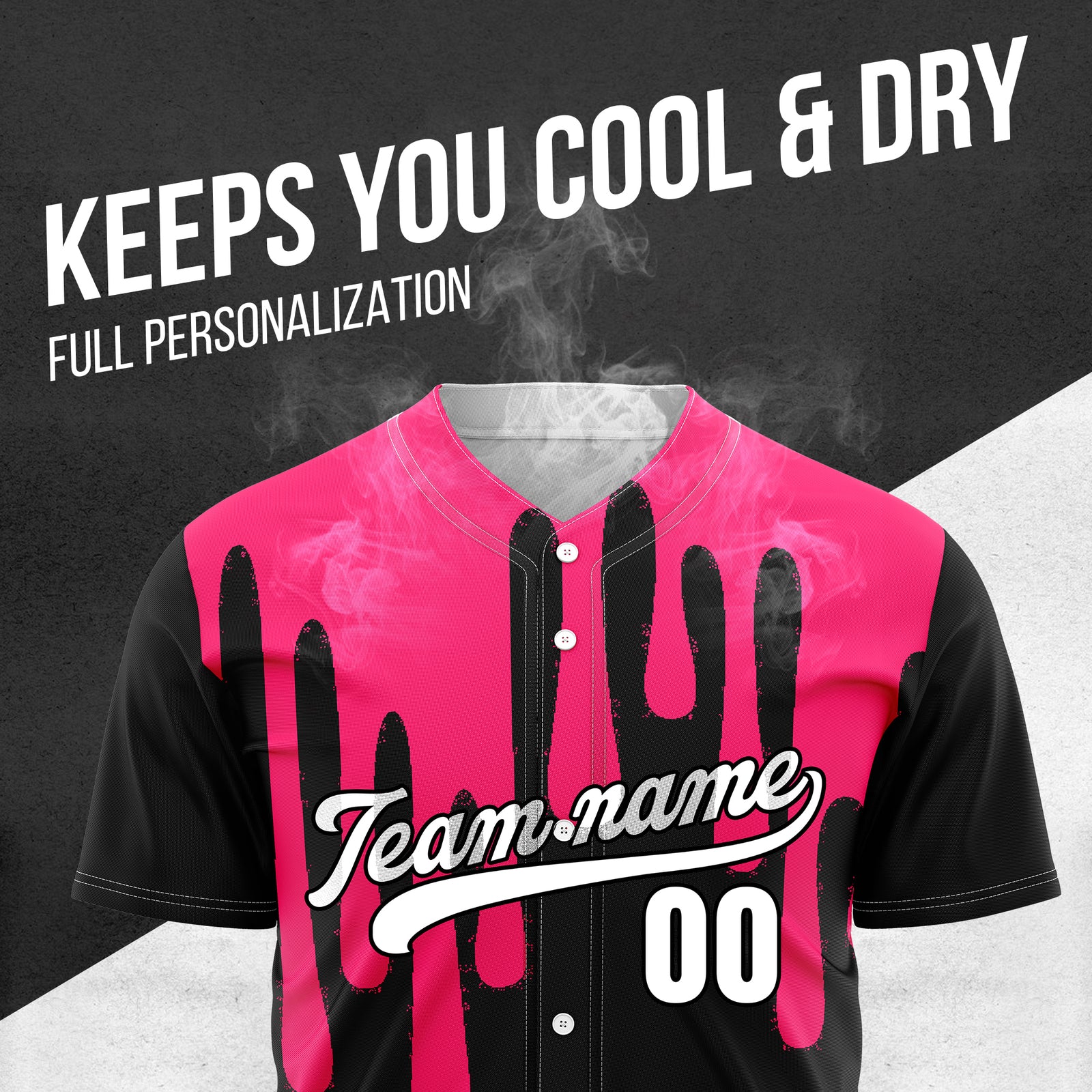 Custom Ink Drip Black Sports Jersey Personalized Uniform with Name & Number