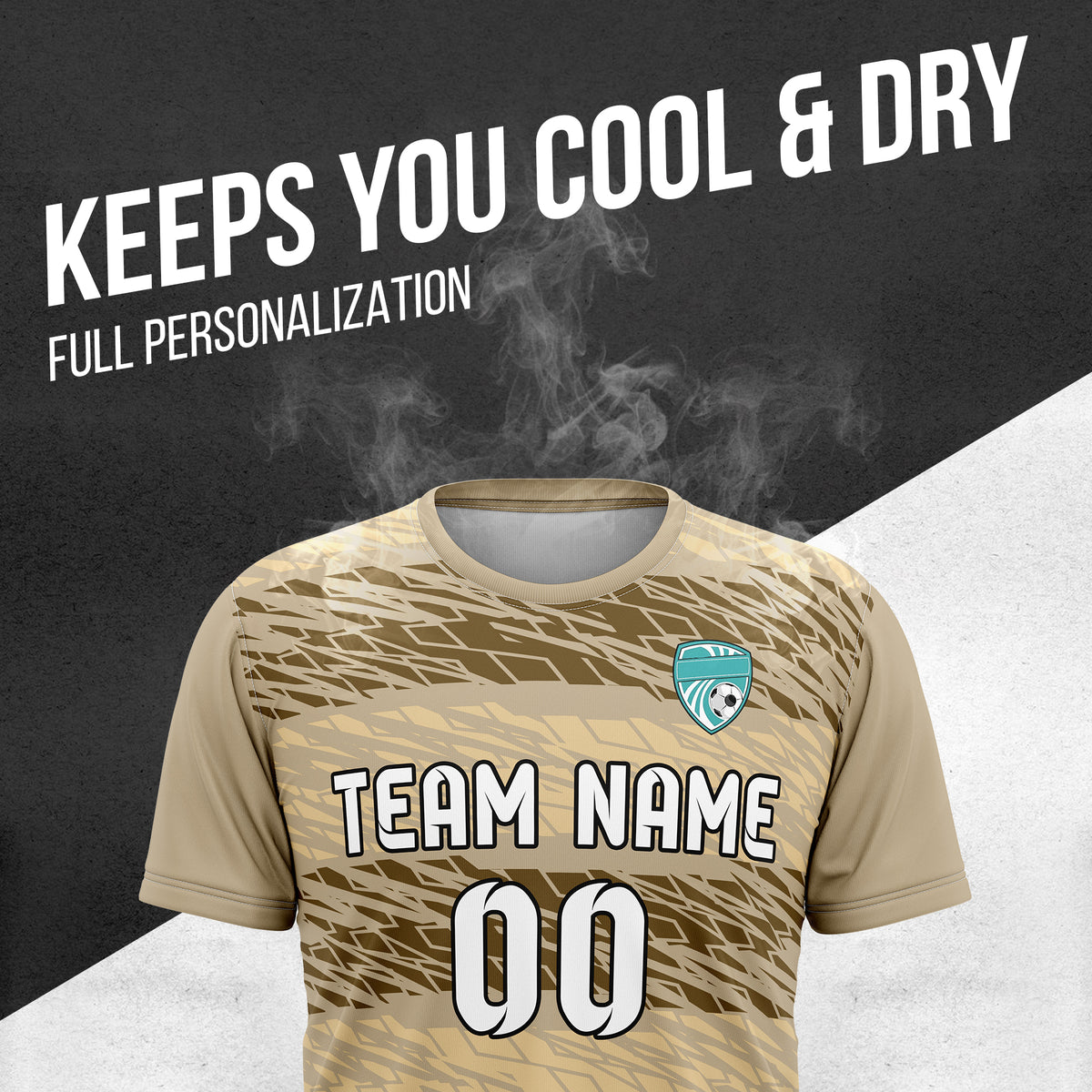 Custom Flare Strike R-Full Pattern Soccer khaki Sport Tops Jersey
