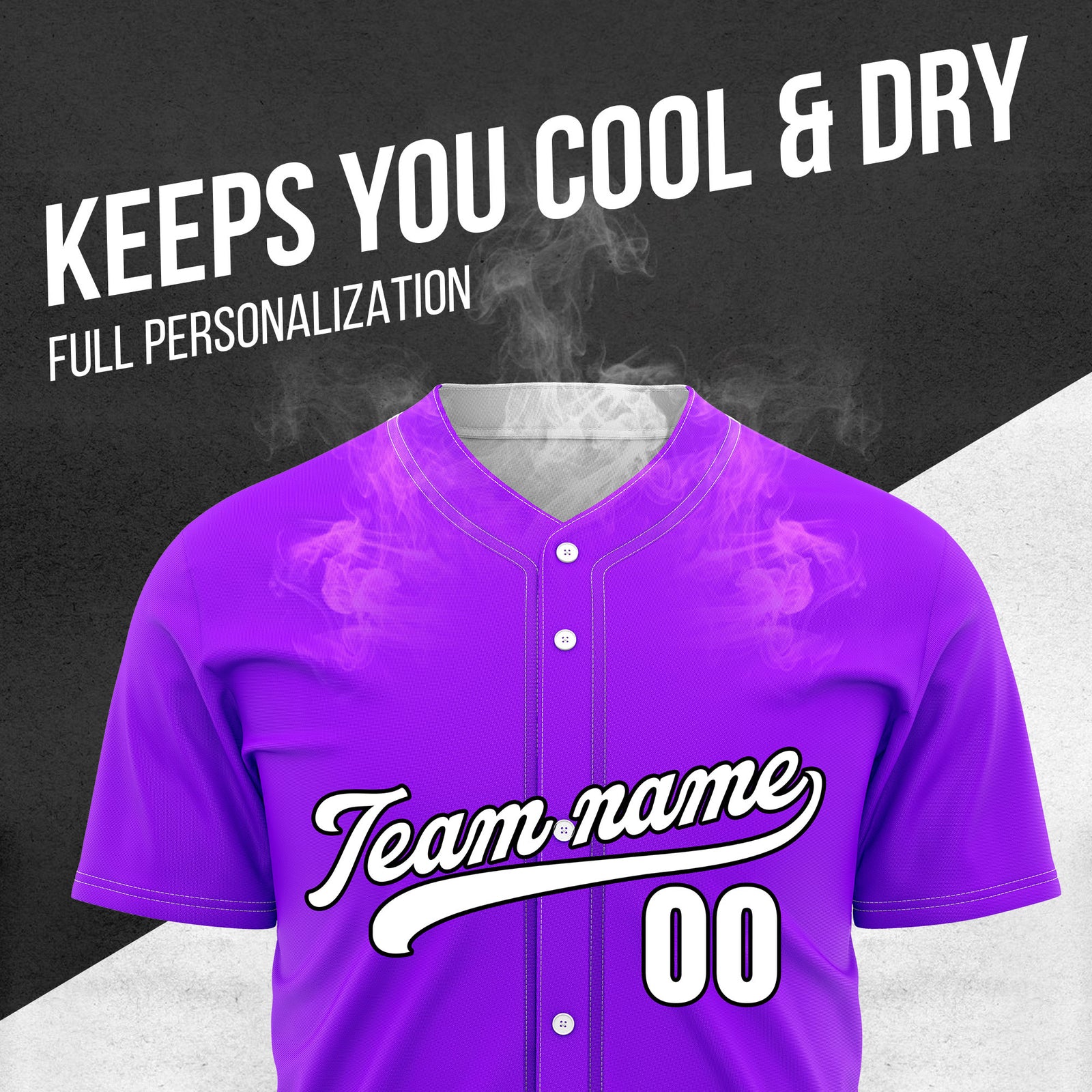 Custom Wave Purple Baseball Sports Jersey Personalized Uniform with Name & Number