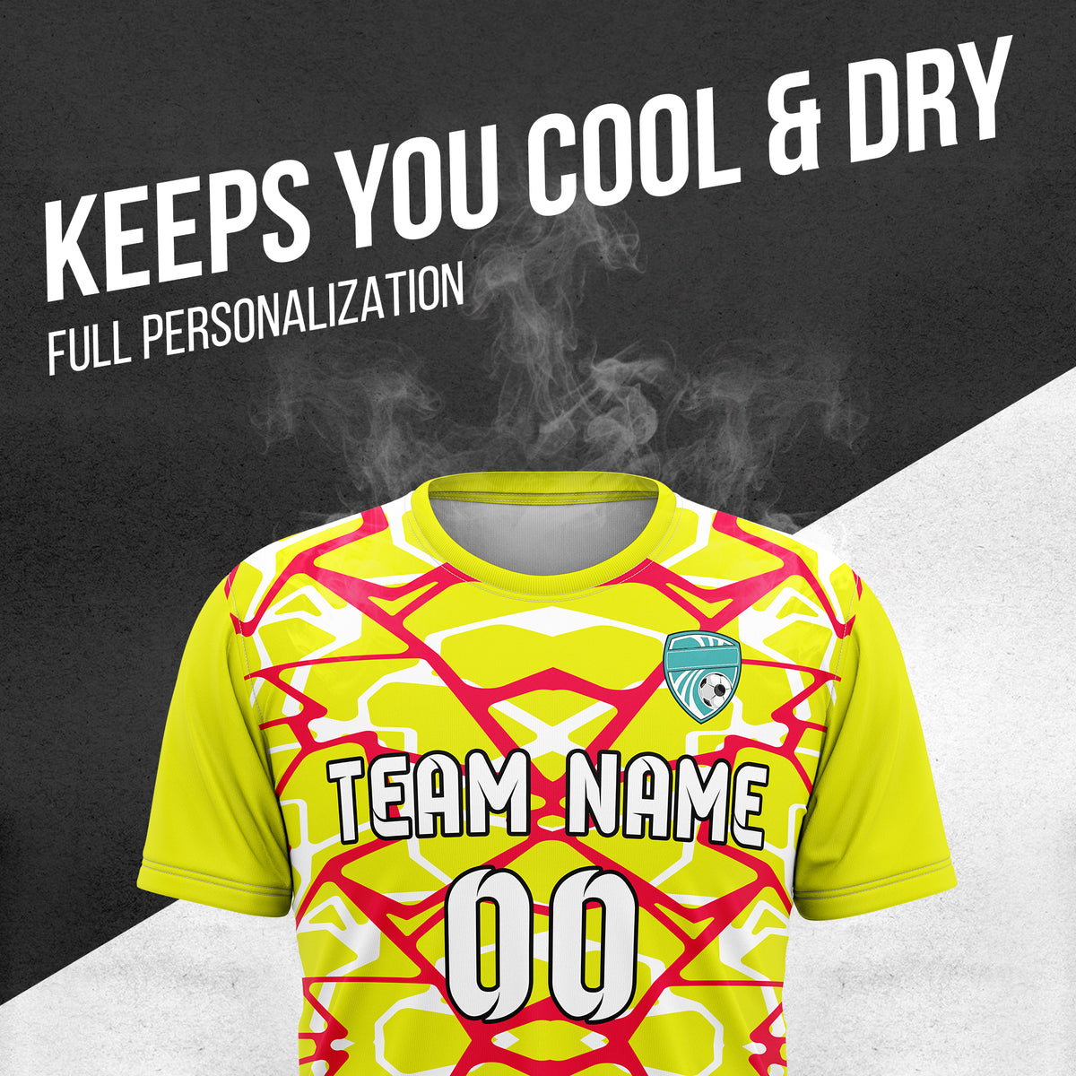 Custom Wild Pulse R-Full Pattern Soccer Yellow Sport Tops Jersey