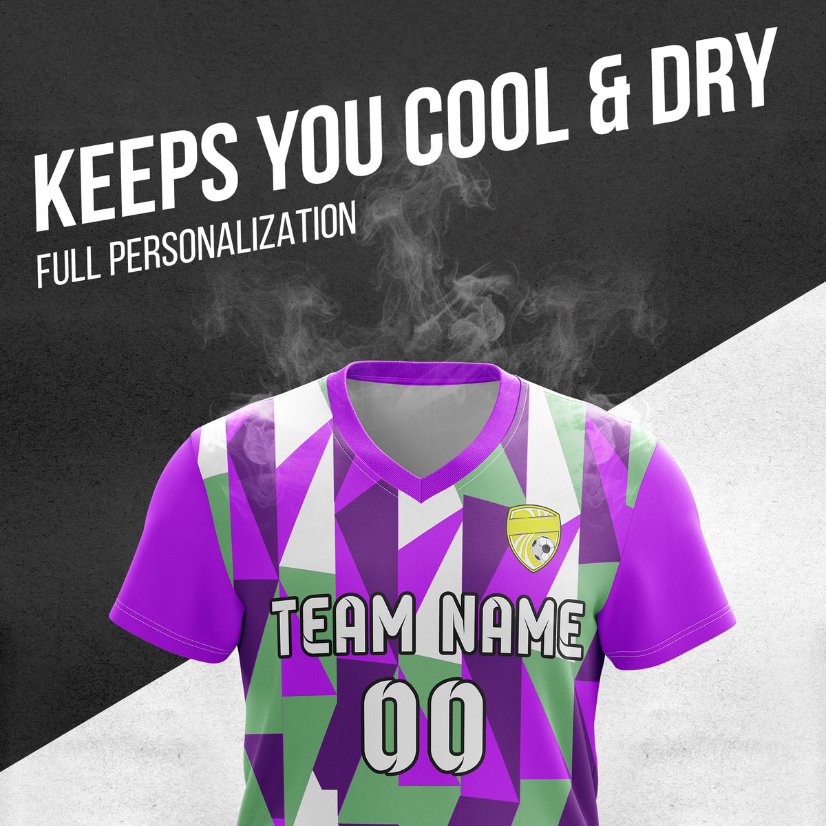 Custom Crystal V-Full Pattern Purple Soccer sport Tops Jersey