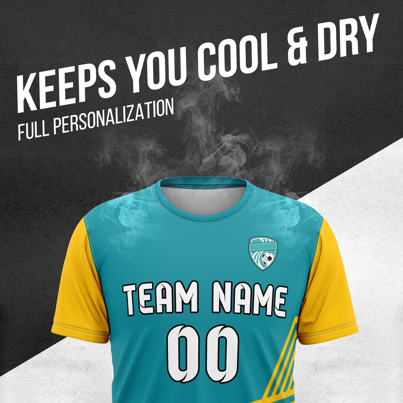 Custom Rapid Line R Side Pattern Soccer Teal sport Tops Jersey