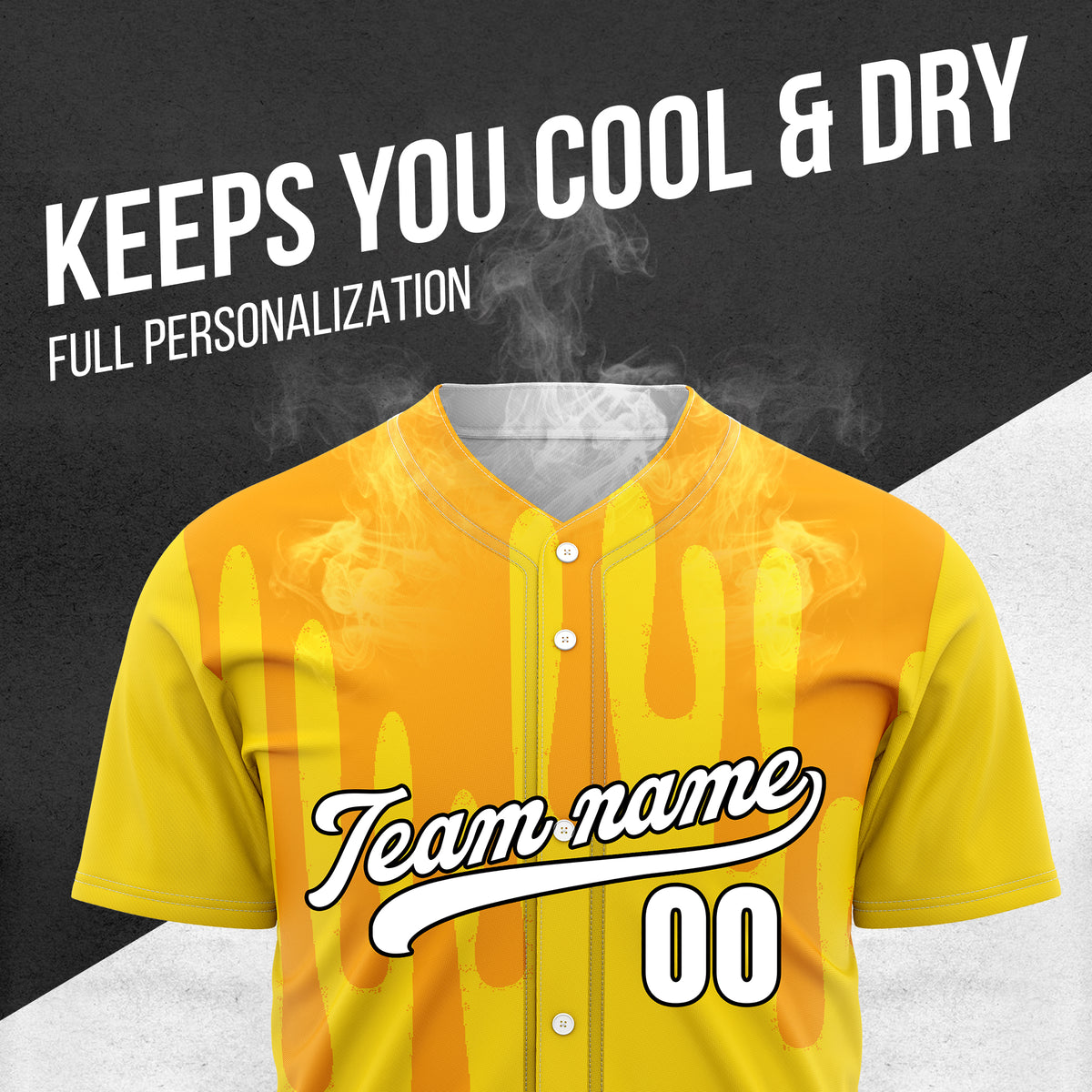 Custom Ink Drip Yellow Sports Jersey Personalized Uniform with Name & Number
