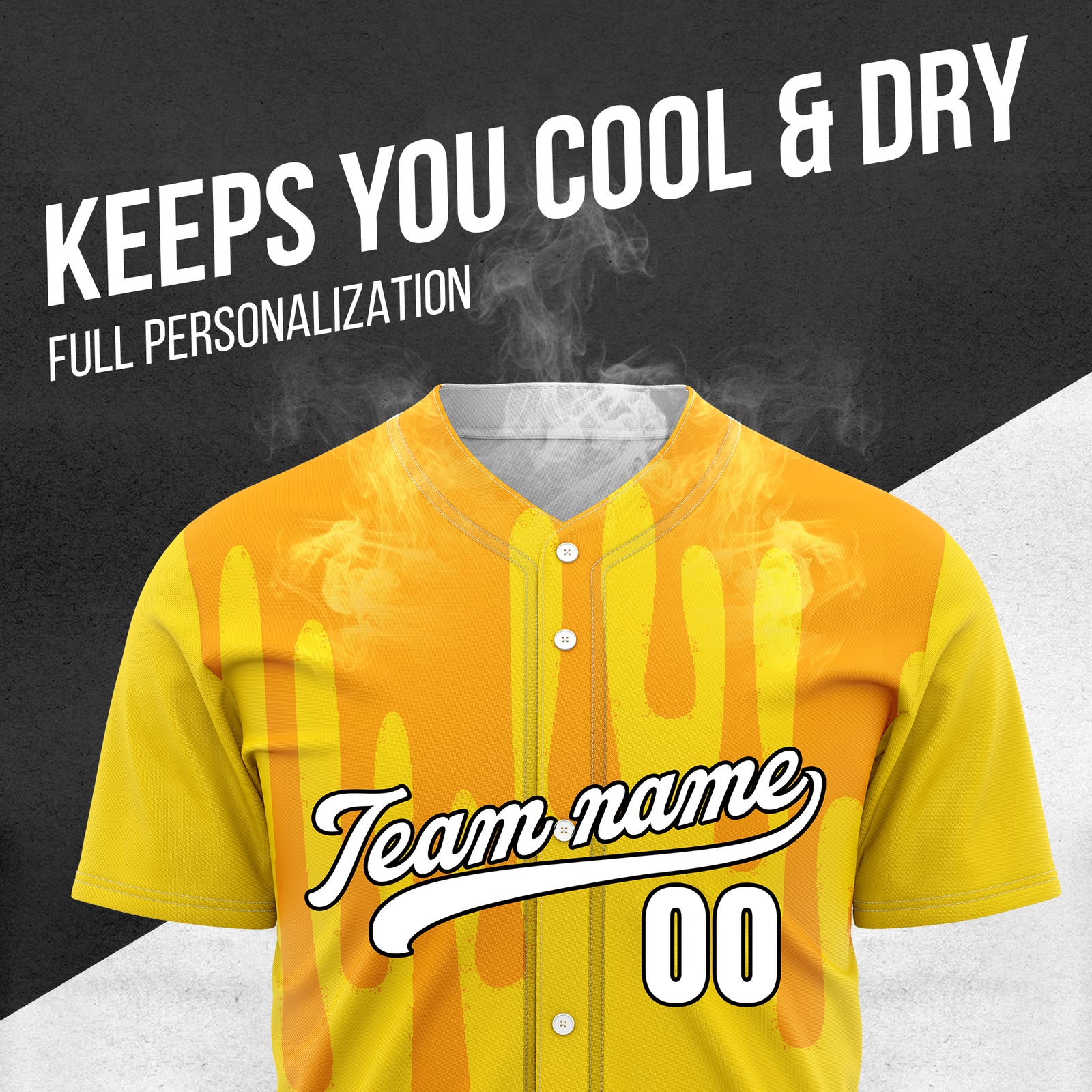Custom Ink Drip Yellow Sports Jersey Personalized Uniform with Name & Number