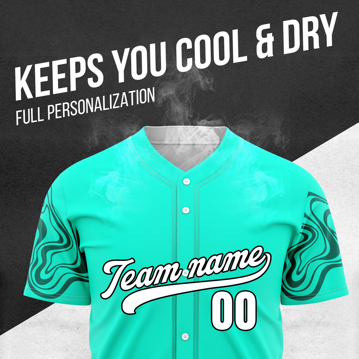 Custom Wave Aqua Baseball Sports Jerseys Personalized Uniform with Name & Numbers