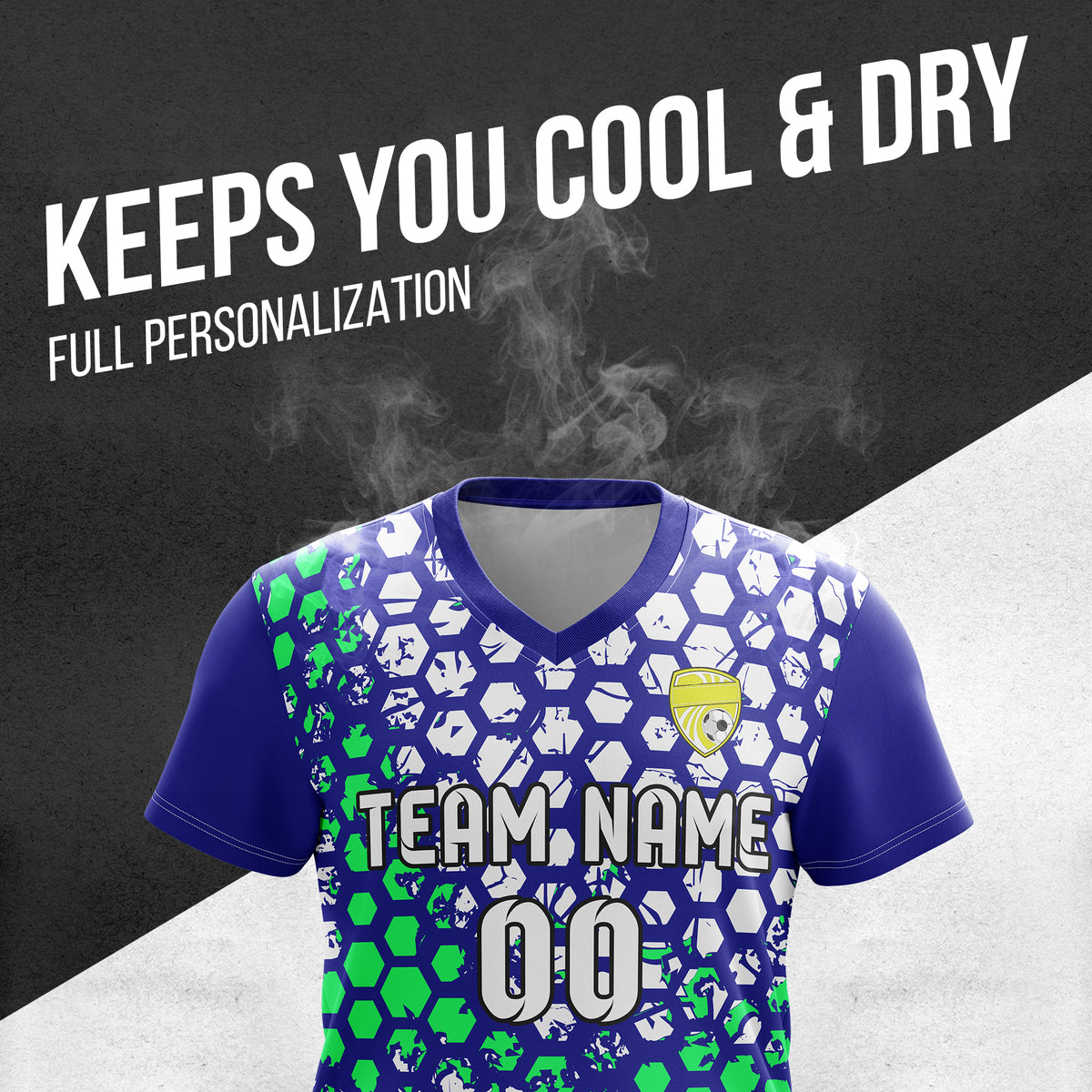 Custom Hex V-Full Pattern Navy Soccer sport Tops Jersey