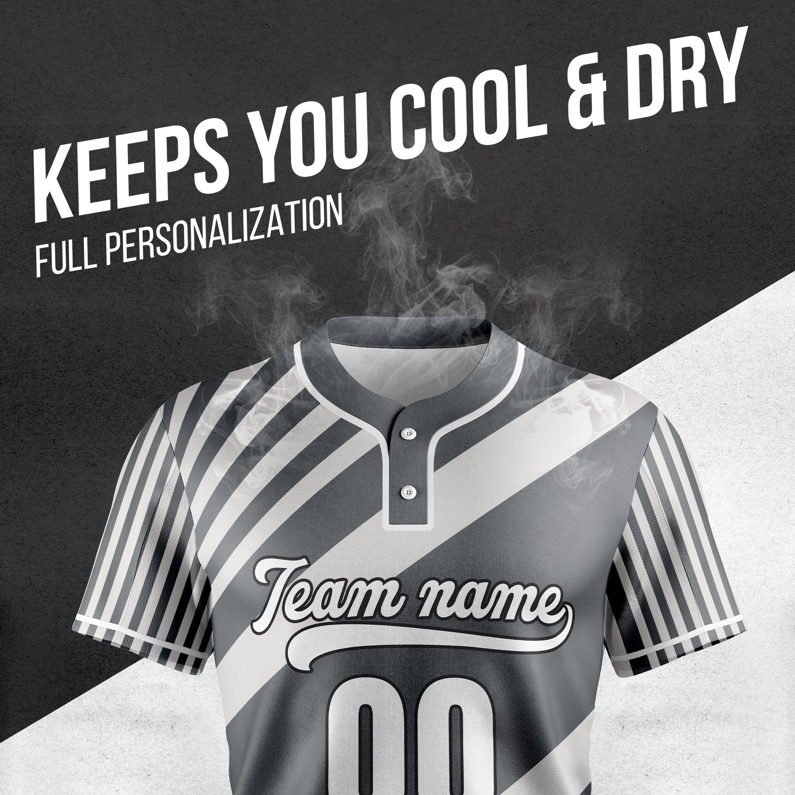Custom Vibe Split Grey Baseball Sports Jersey Personalized Uniform with Name & Number