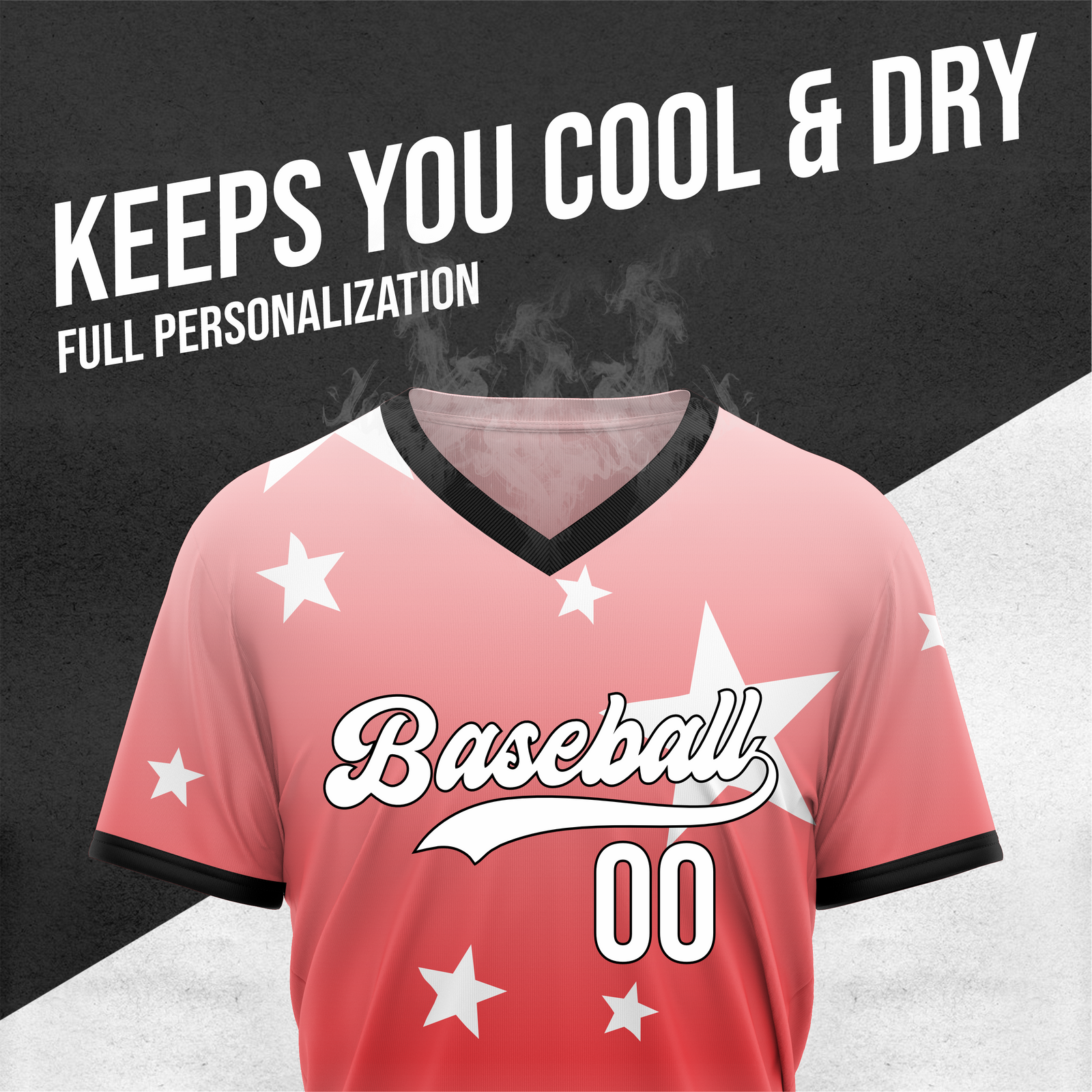 Custom Starfall Gradient Baseball Red Sports Jersey Personalized Uniform with Name & Number