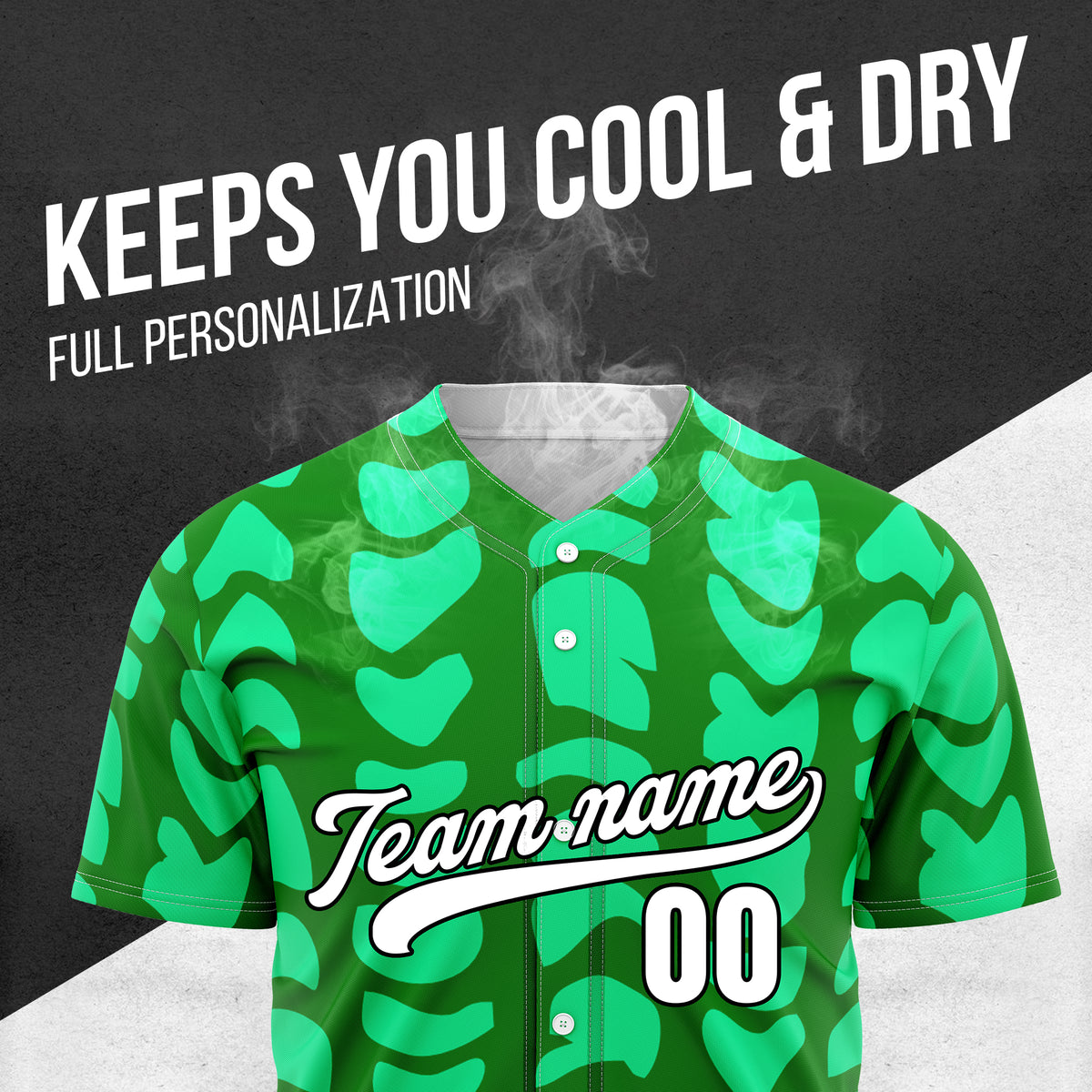 Custom Hawaii Waves Green Baseball Sports Jersey Personalized Uniform with Name & Number