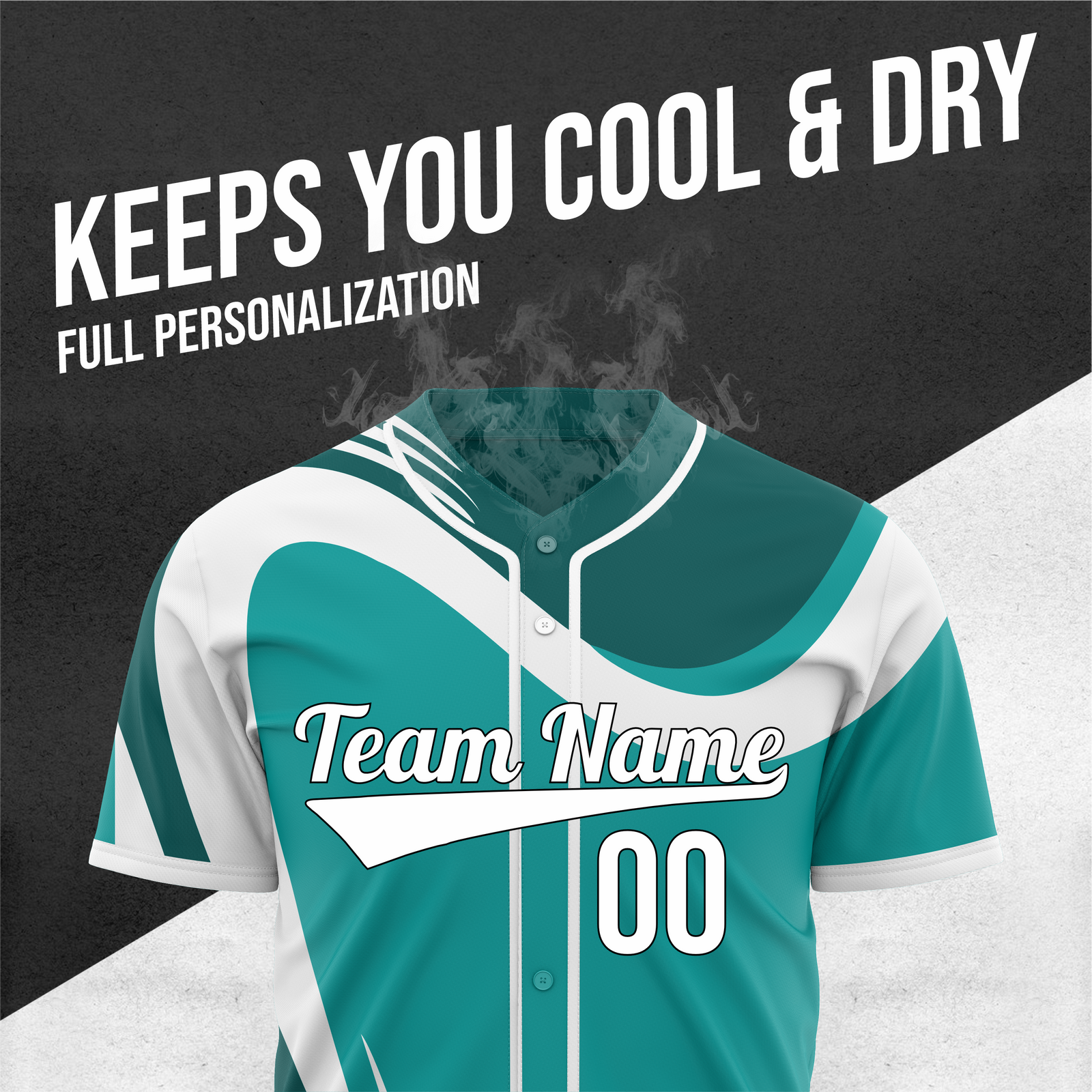 Custom Heritage Flow Baseball Teal Sports Jersey Personalized Uniform with Name & Number