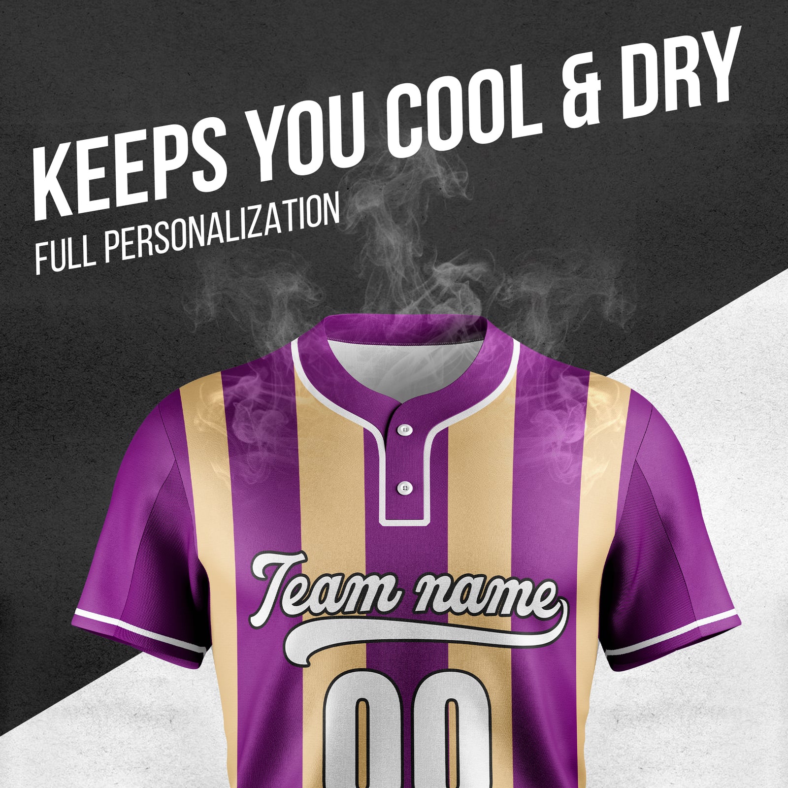 Custom Dual Stripe Purple  Baseball Sports Jersey Personalized Uniform with Name & Number