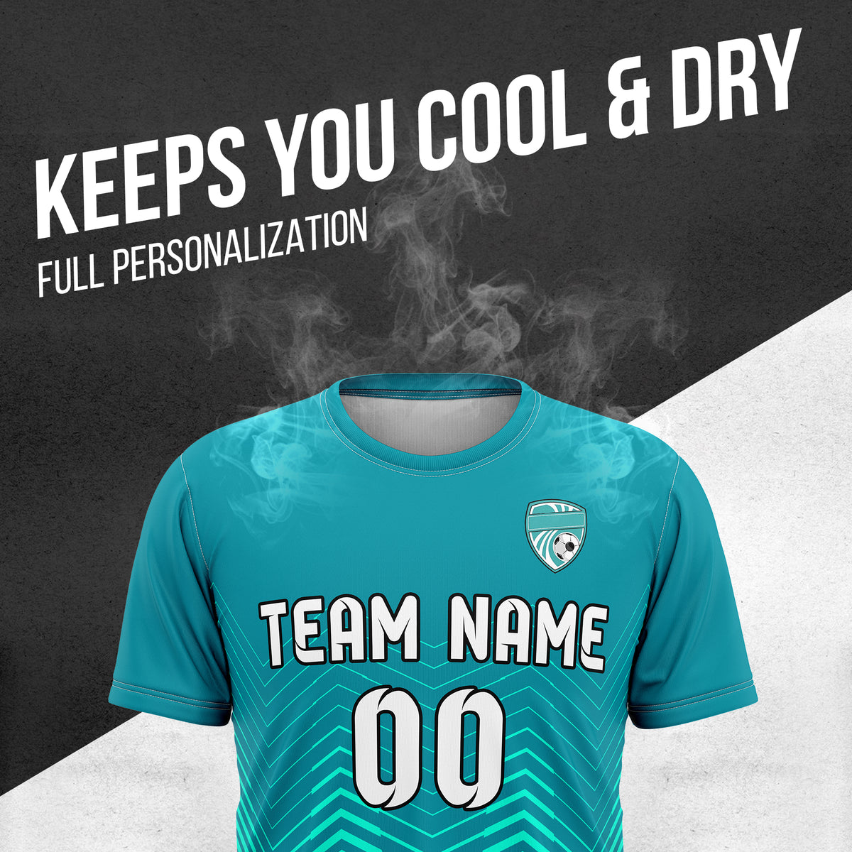 Custom Apex Strike R Side Pattern Teal Soccer sport Tops Jersey