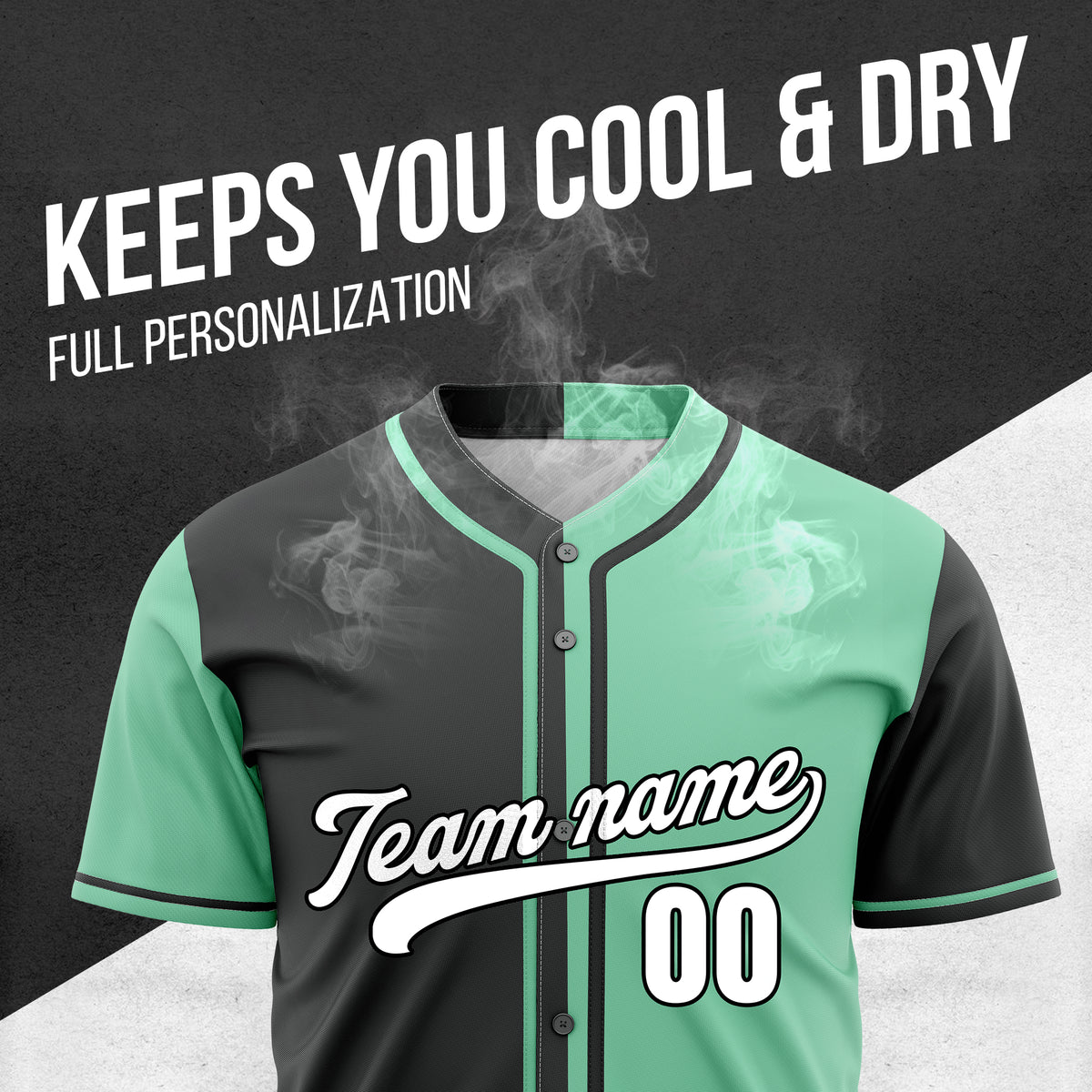 Custom Split Baseball Black Sports Jersey Personalized Uniform with Name & Number