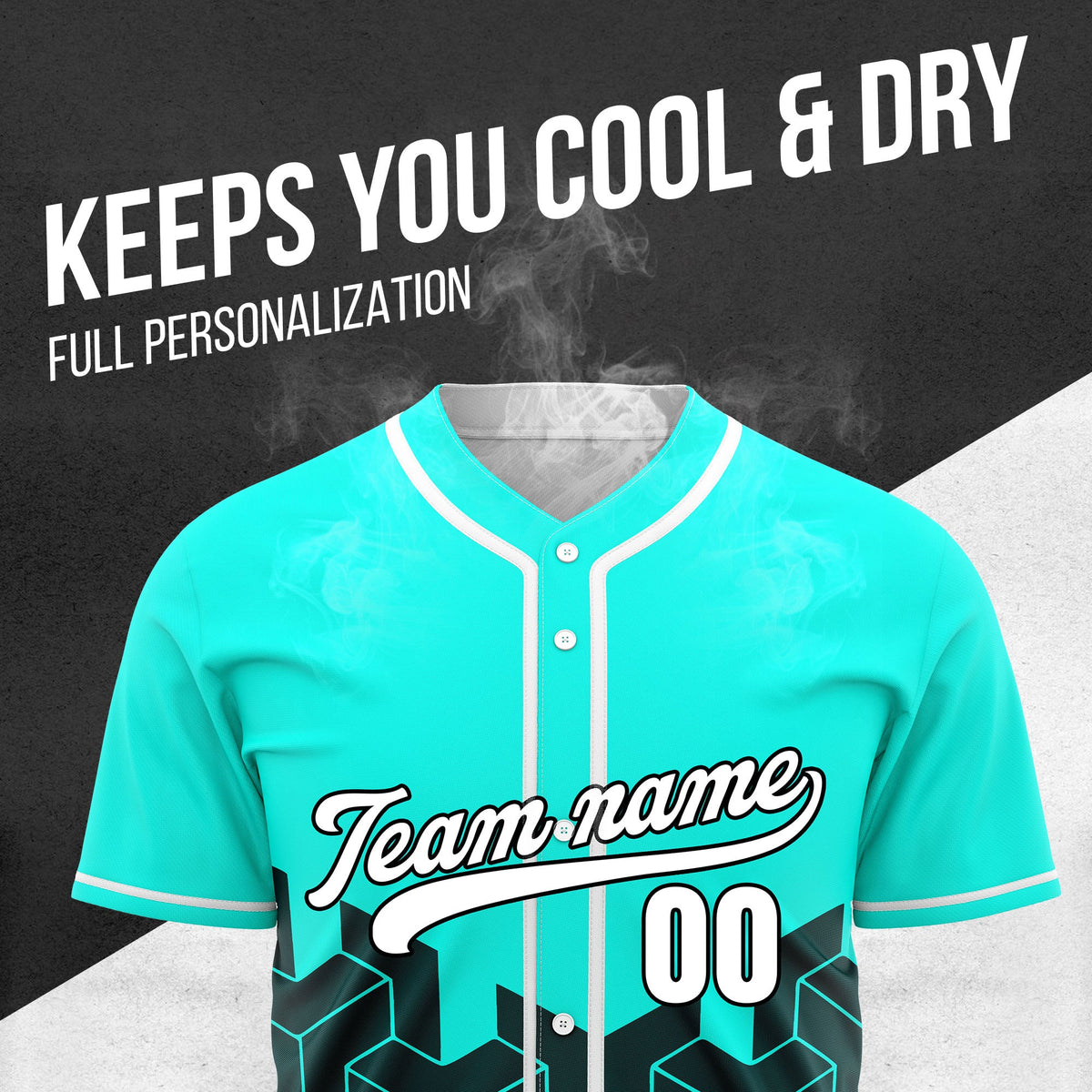 Custom Grid Iron Aqua Baseball Sports Jersey Personalized Uniform with Name & Number