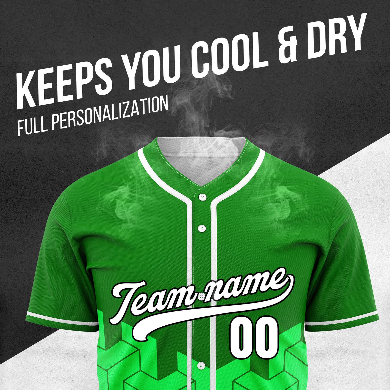Custom Grid Iron Green Baseball Sports Jersey Personalized Uniform with Name & Number