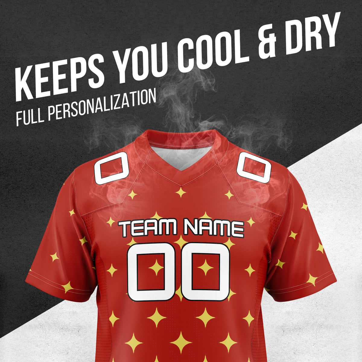 Custom Elite Star Pattern Red Mesh Authentic Football Jersey