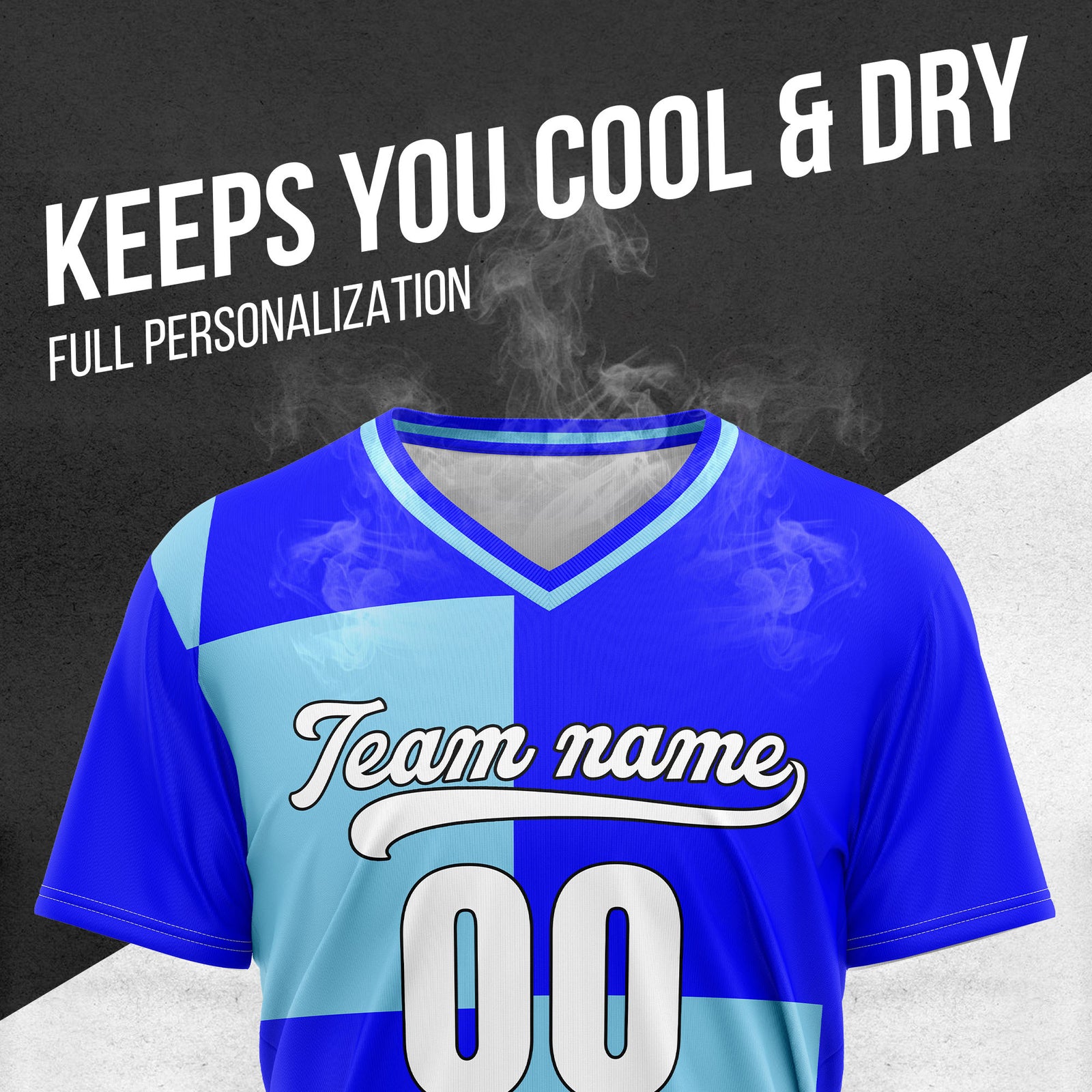 Custom Apex Colorblock Blue Baseball Sports Jersey Personalized Uniform with Name & Number